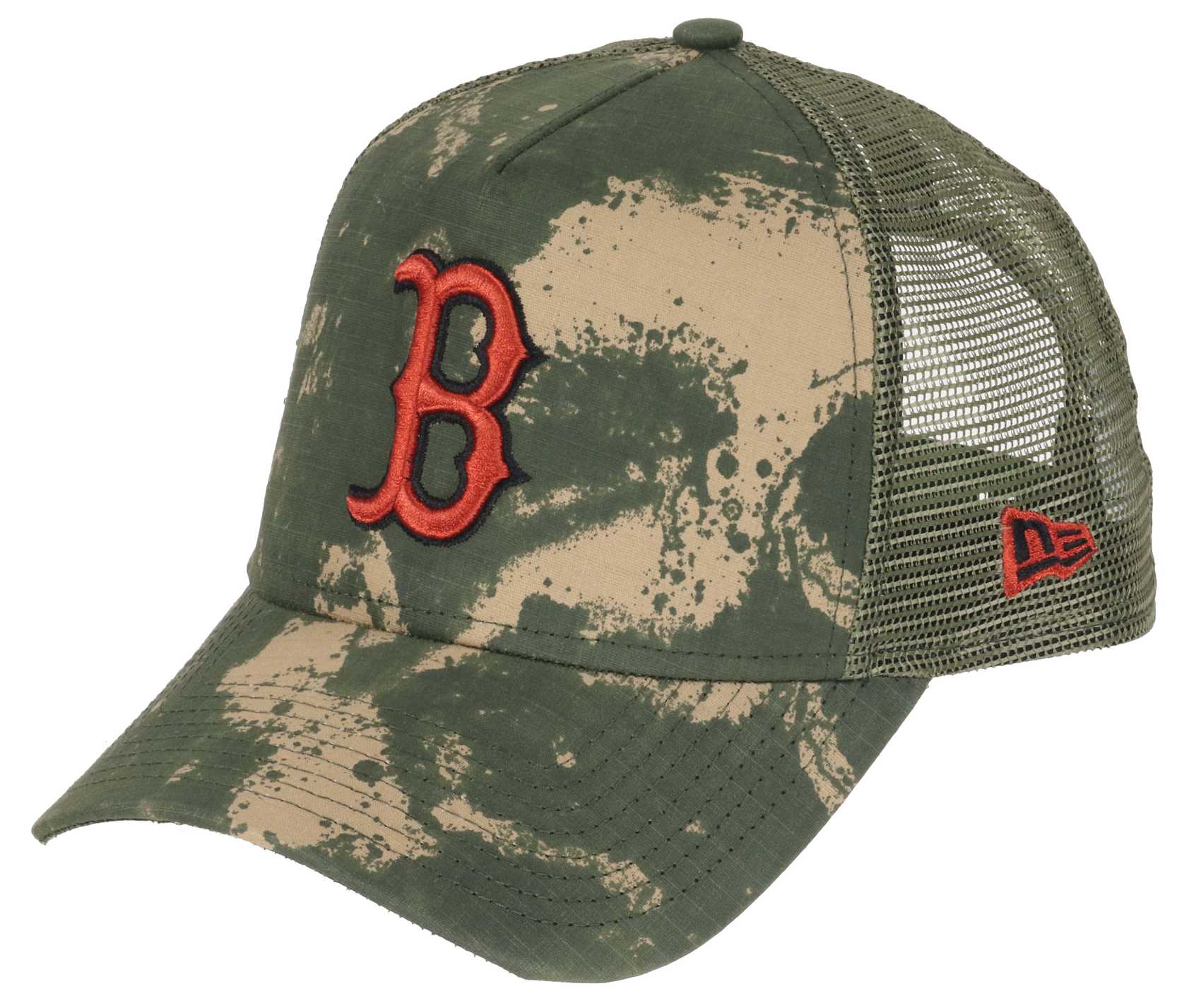 Boston Red Sox Frame  A-Frame Adjustable Trucker Cap MLB Spraycamo Ripstop New Era