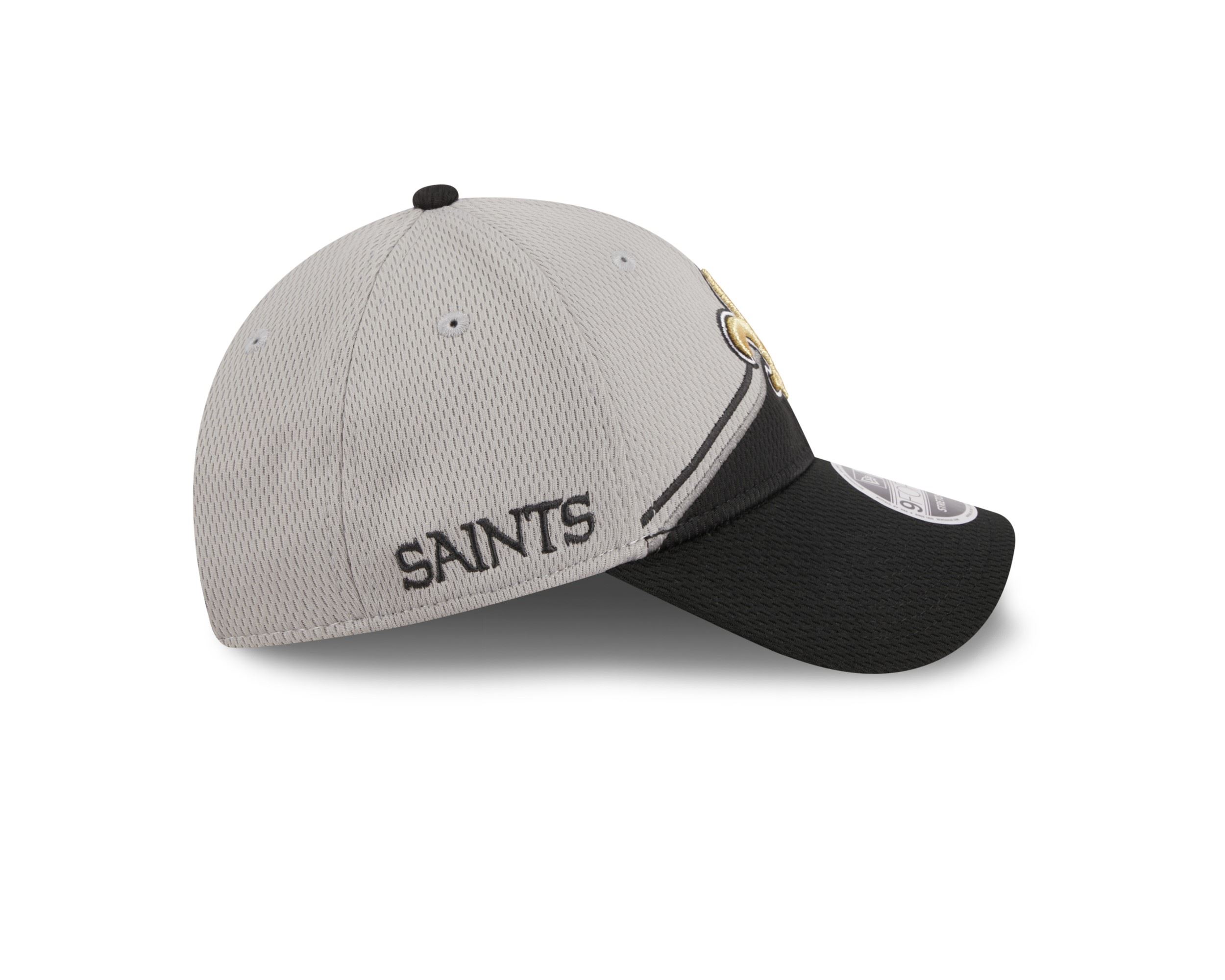 New Orleans Saints NFL 2023 Sideline Grey Black 9Forty Stretch Snapback Cap New Era