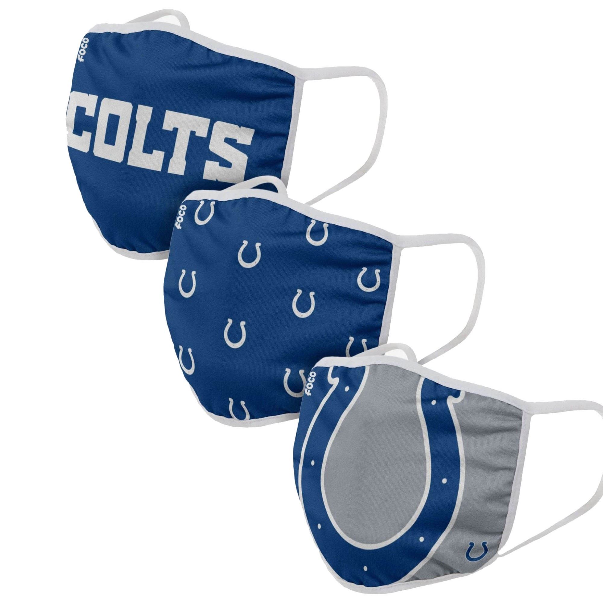 Indianapolis Colts NFL Face Covering 3Pack Face Mask Forever Collectibles