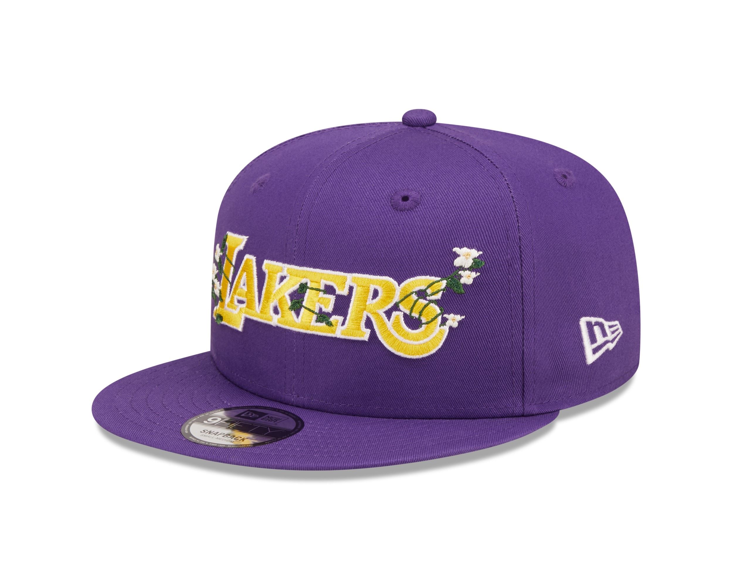 Los Angeles Lakers NBA Flower Wordmark Purple 9Fifty Snapback Cap New Era