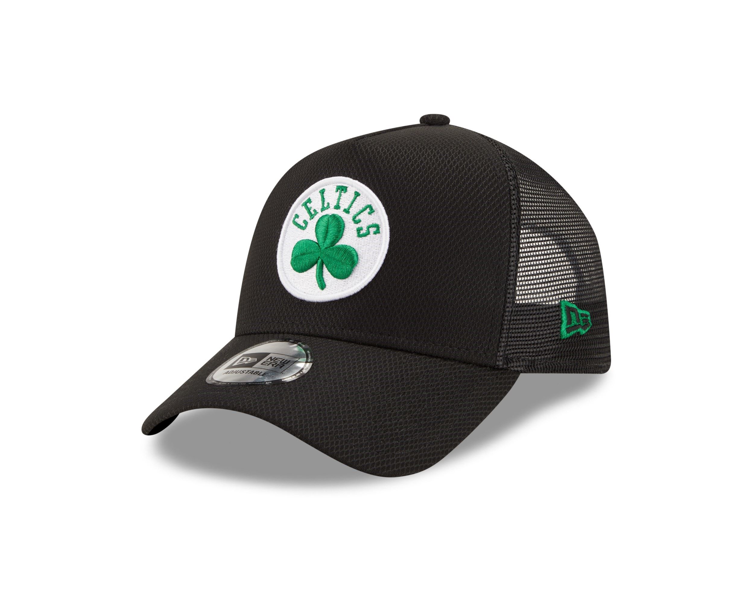 Boston Celtics Black NBA Black Base A-Frame Adjustable Trucker Cap New Era