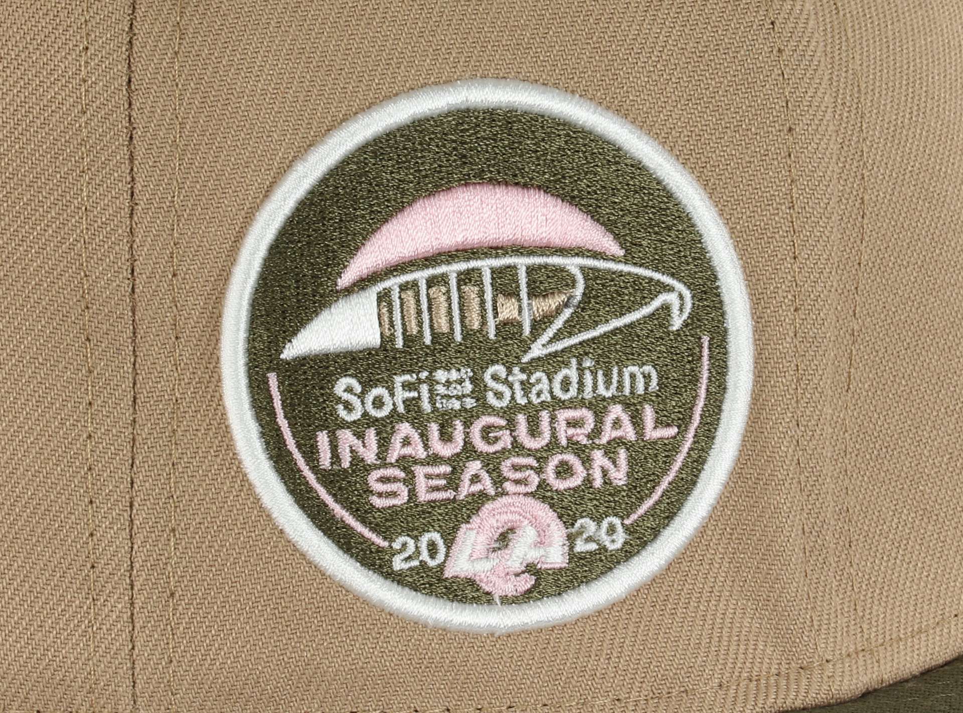 Los Angeles Rams NFL SoFi Stadium Inaugural Season 2020 Sidepatch Camel Olive 59Fifty Basecap New Era