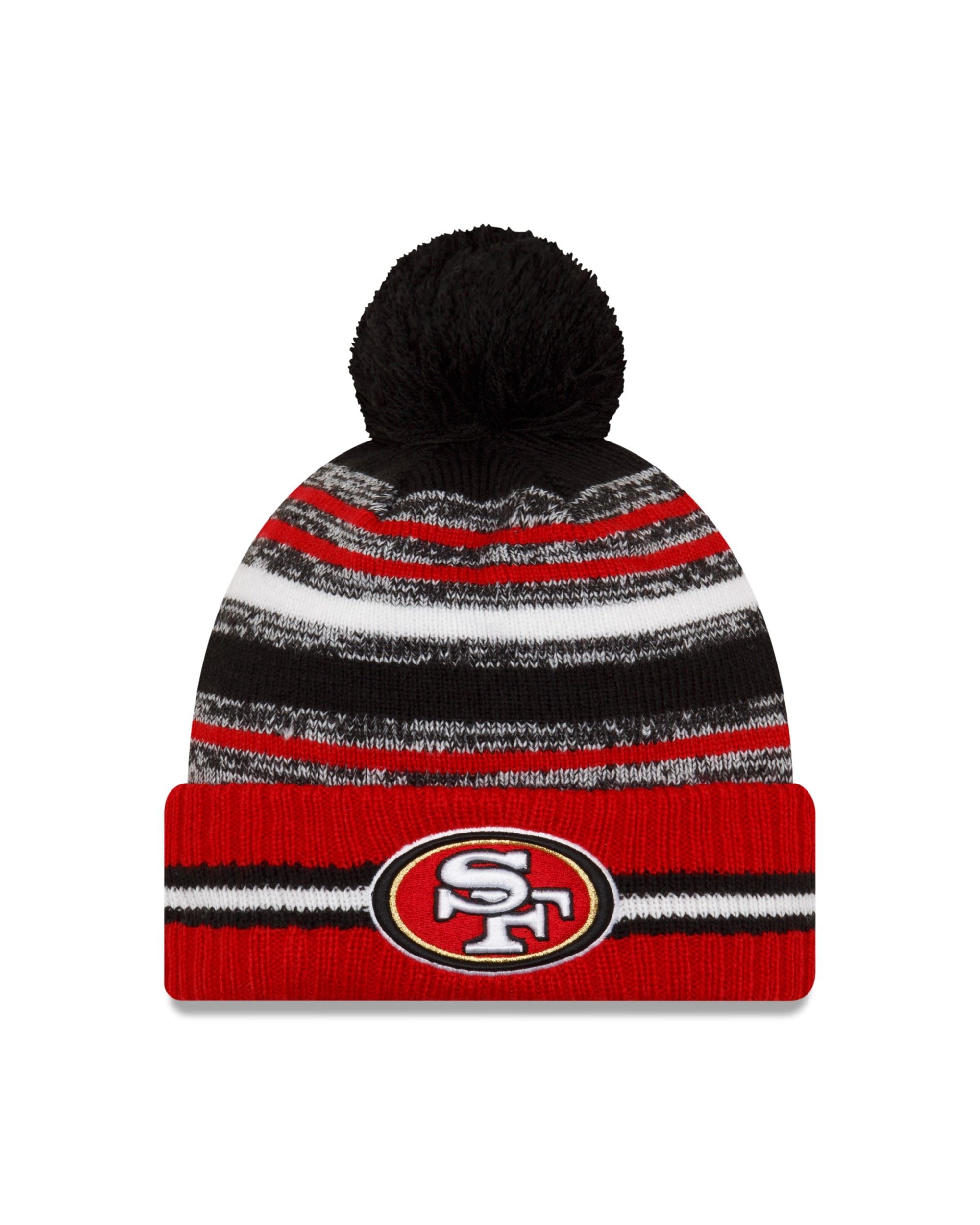 San Francisco 49ers NFL 2021 Sideline Sport Knit Kids Bobble Beanie New Era