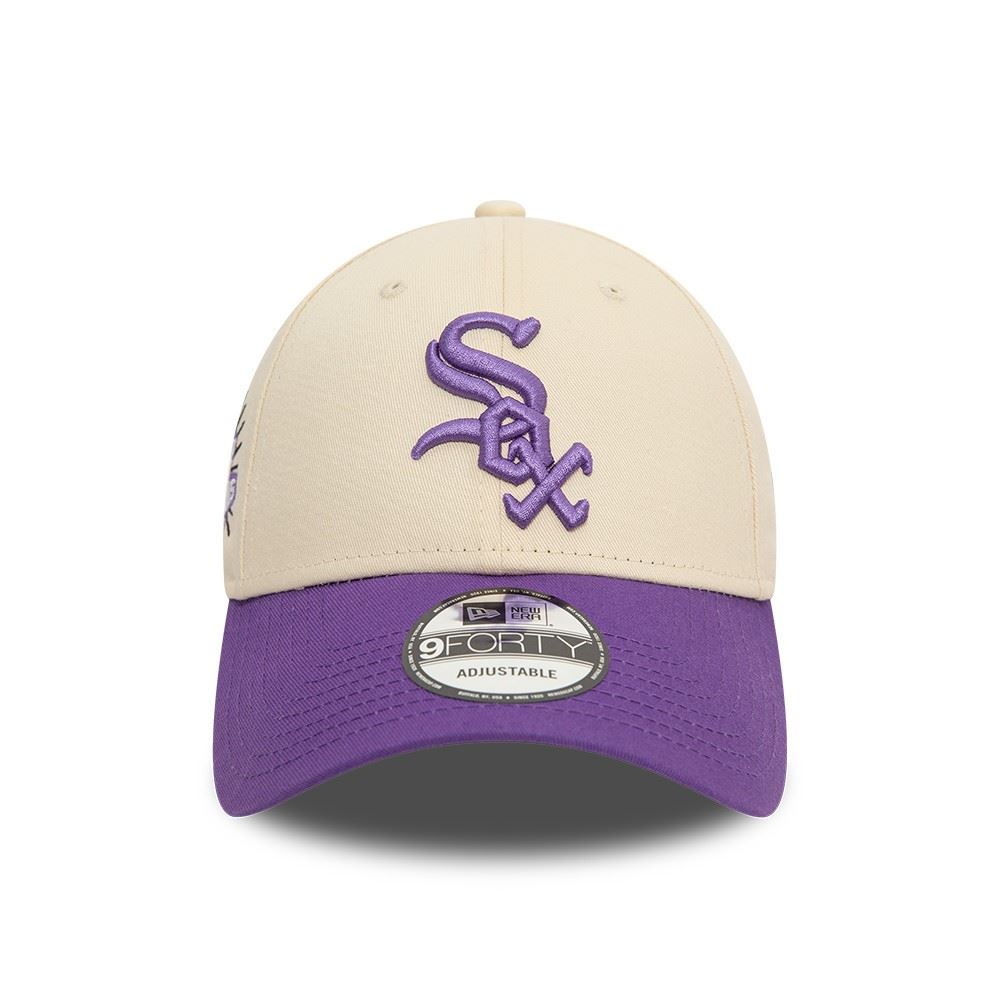 Chicago White Sox MLB World Series Champions 2005 Sidepatch Beige Lavender 9Forty Adjustable Cap New Era