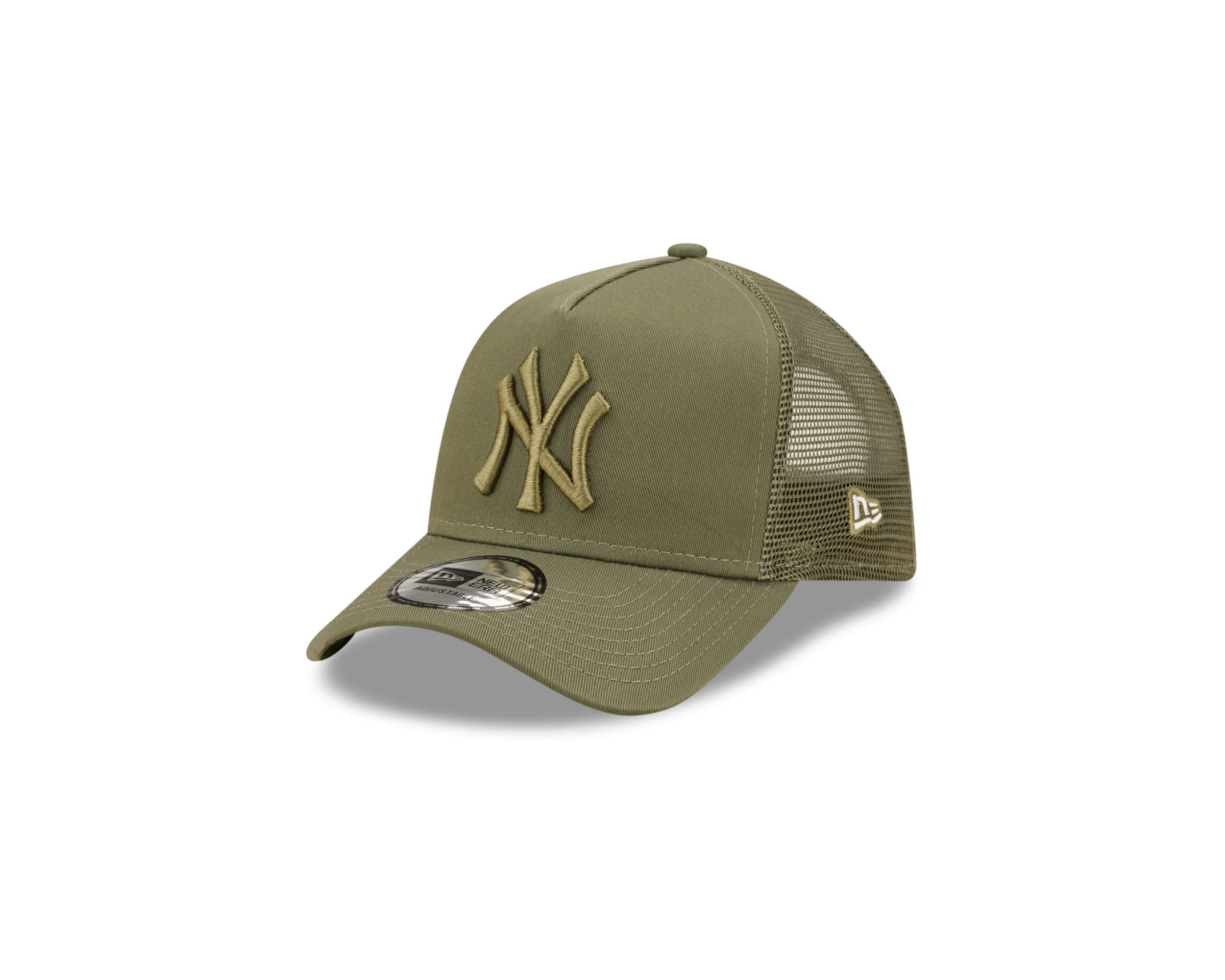 New York Yankees MLB Tonal Mesh Olive 9Forty Kids A-Frame Adjustable Trucker Cap New Era
