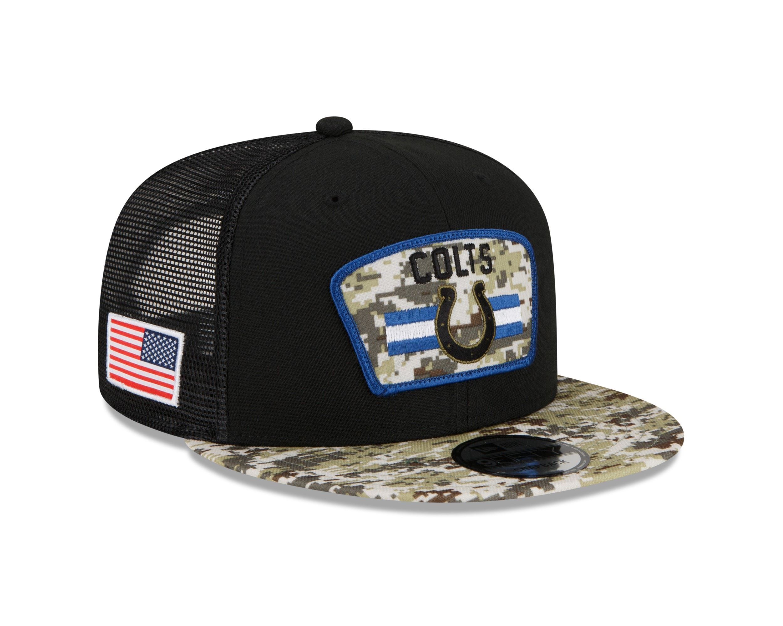 Indianapolis Colts NFL On Field 2021 Salute to Service Black 9Fifty Snapback Cap New Era