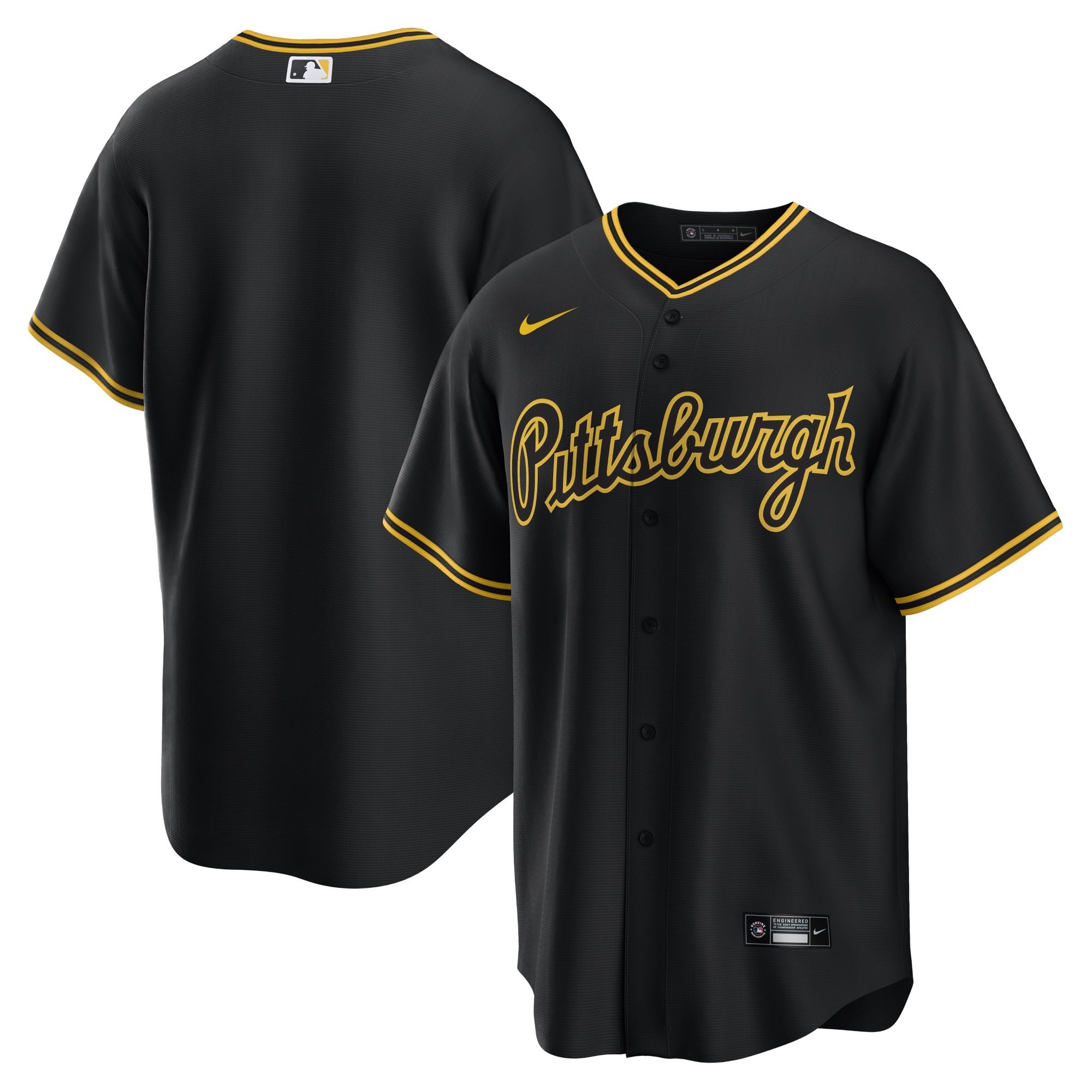 Pittsburgh Pirates Black Yellow Official MLB Replica Alternate Road Jersey Nike