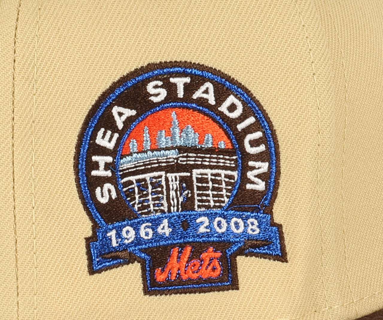 New York Mets MLB Sidepatch Shea Stadium 1964 - 2008 Vegas Gold Walnut 59Fifty Basecap New Era