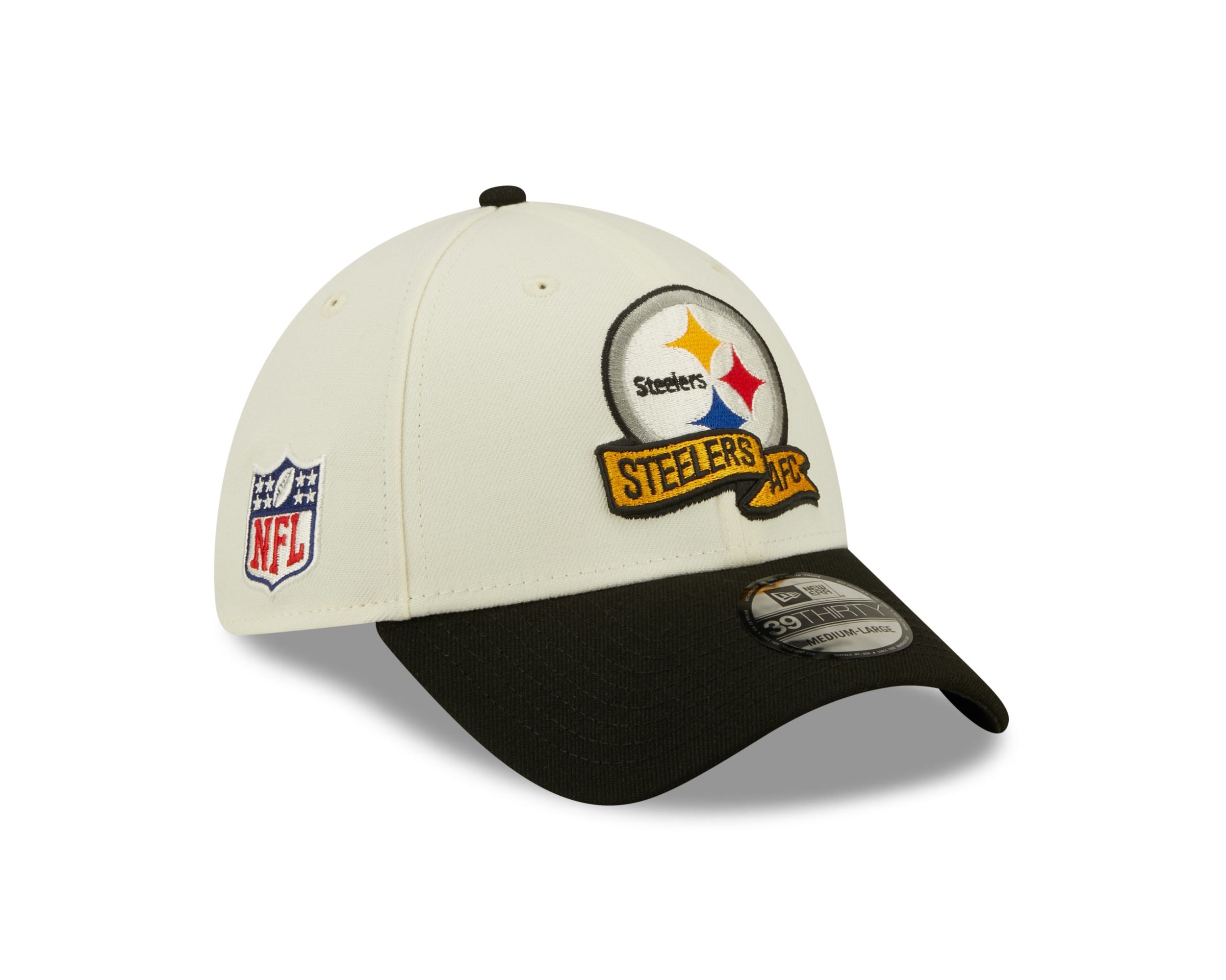 Pittsburgh Steelers NFL 2022 Sideline Chrome White 39Thirty Stretch Cap New Era