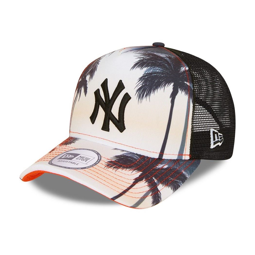 New York Yankees MLB Summer City Orange A-Frame Adjustable Trucker Cap New Era