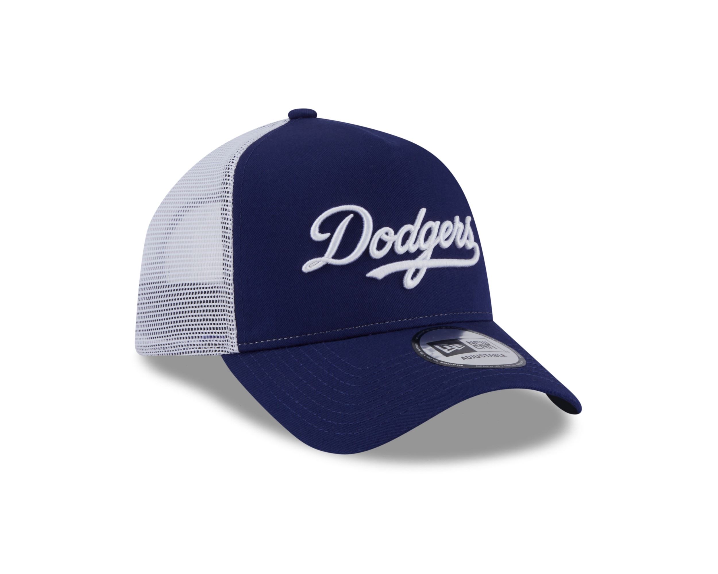 Los Angeles Dodgers MLB Team Script Darkroyal White A-Frame Adjustable Trucker Cap New Era