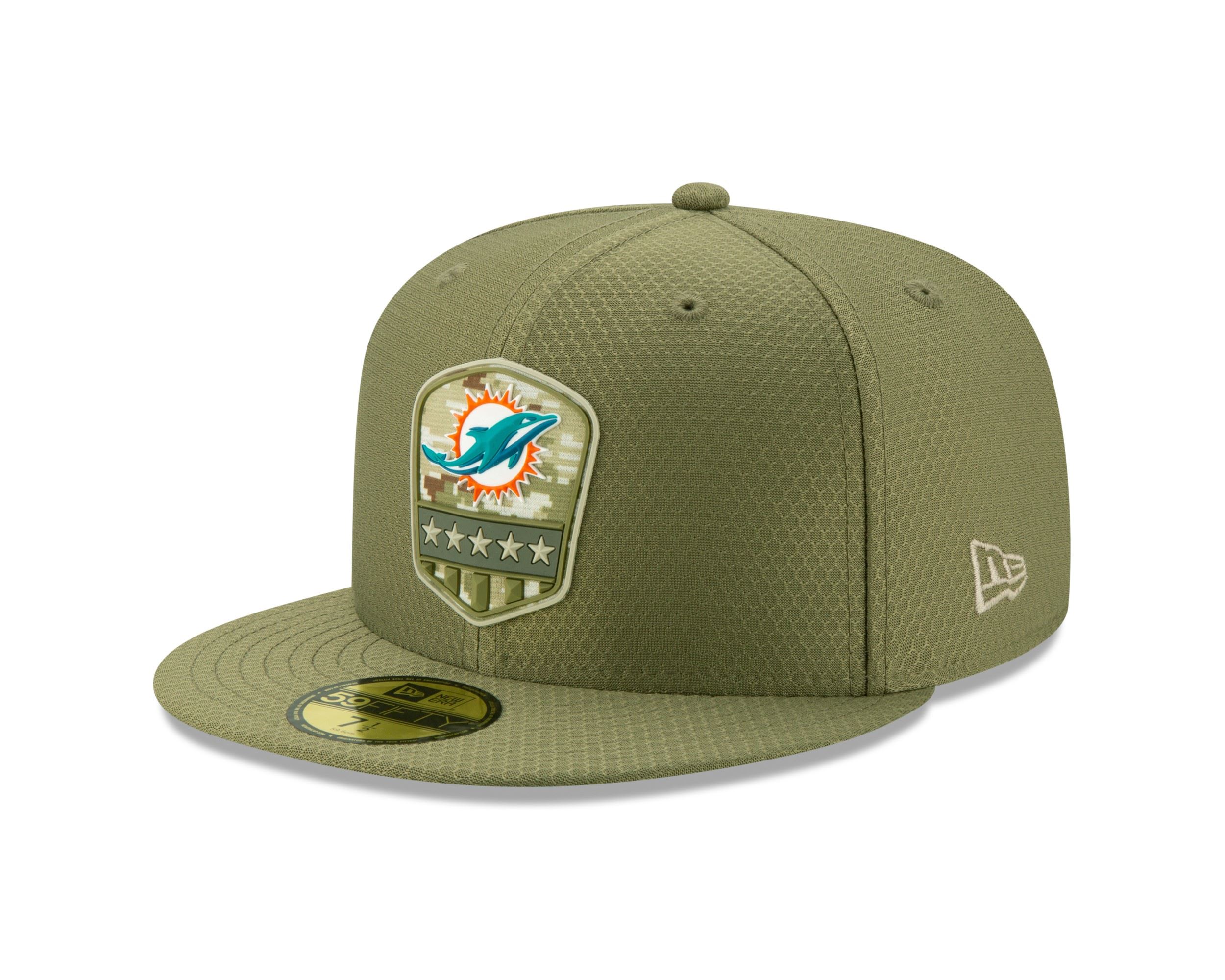 Miami Dolphins On Field 2019 Salute to Service Olive 59Fifty Cap New Era