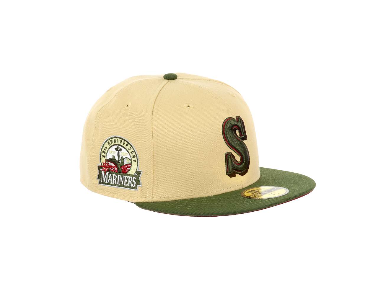 Seattle Mariners MLB 30th Anniversary Sidepatch Vegas Gold Riflegreen 59Fifty Basecap New Era