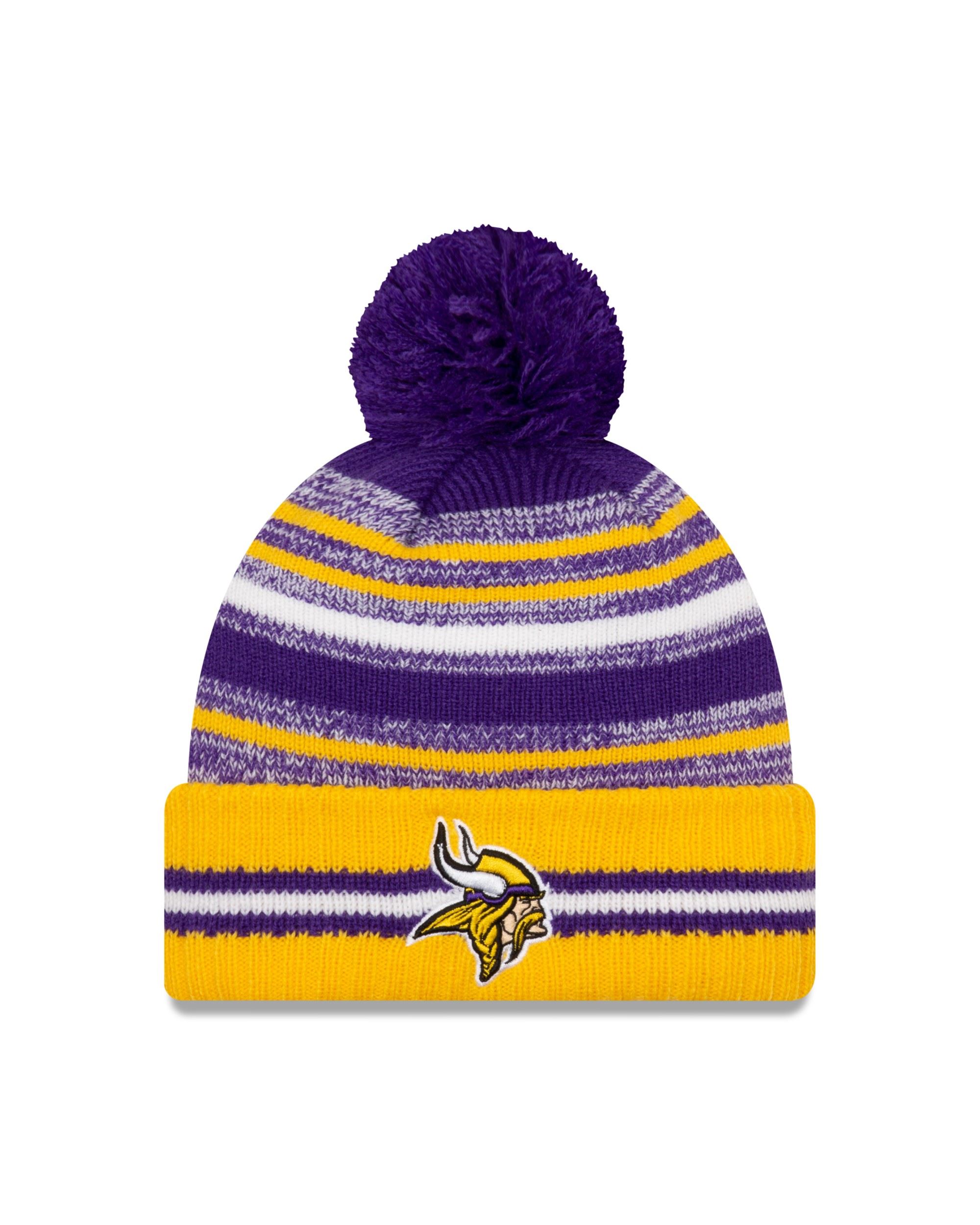 Minnesota Vikings NFL 2021 Sideline Sport Knit Bobble Beanie New Era