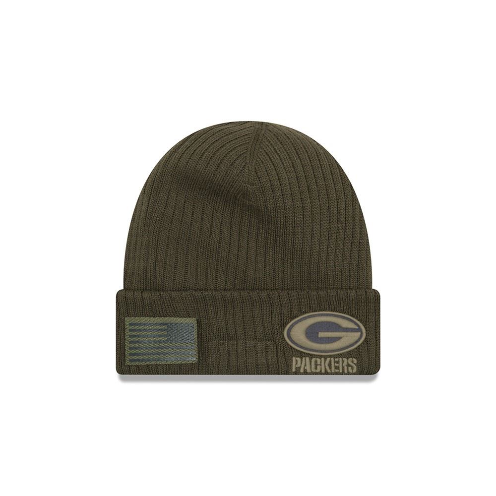 Green Bay Packers NFL 2018 Salute to Service Olive Beanie New Era