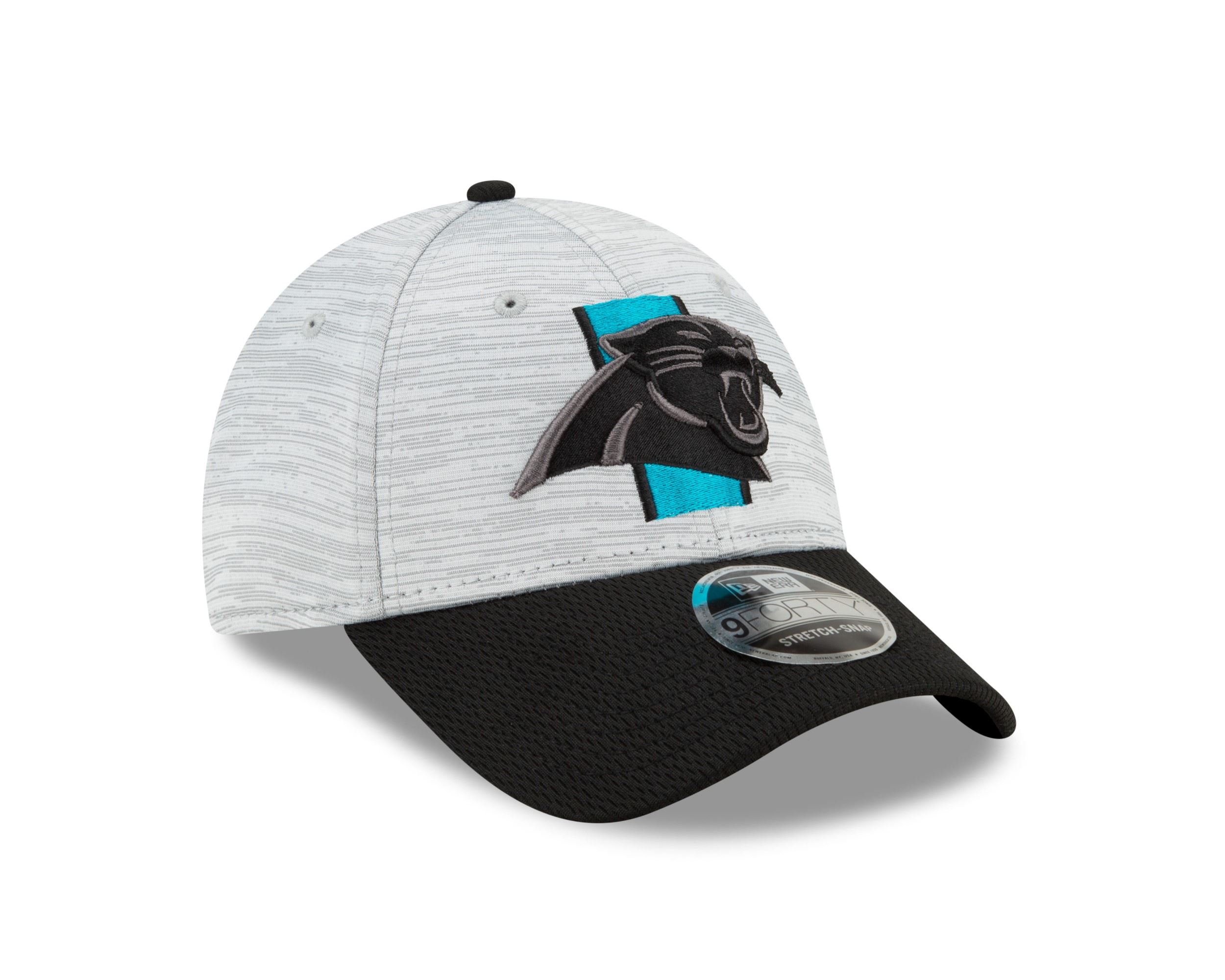 Carolina Panthers NFL Training 2021 Grey 9Forty Stretch Snapback Cap New Era