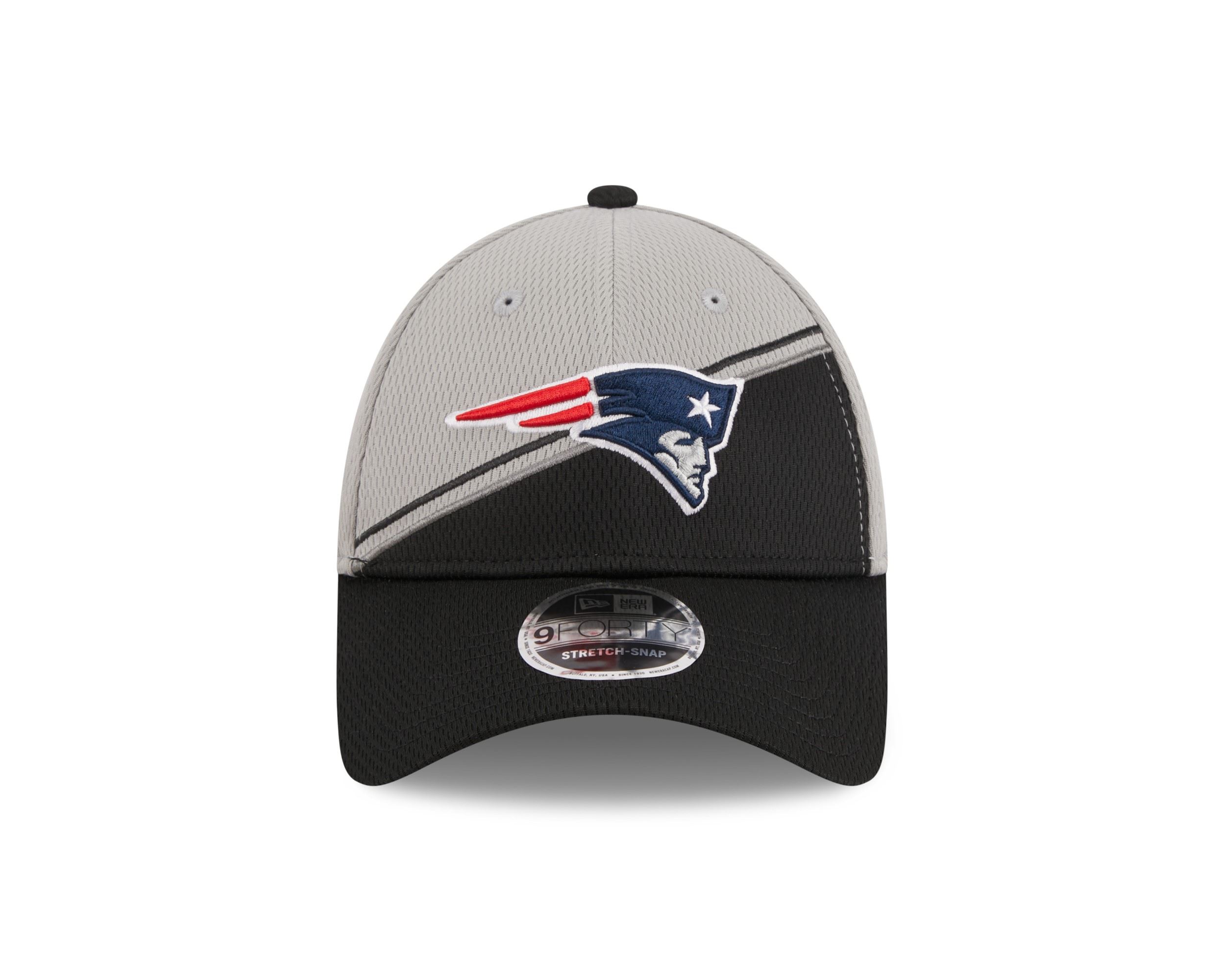 New England Patriots NFL 2023 Sideline Grey Black 9Forty Stretch Snapback Cap New Era