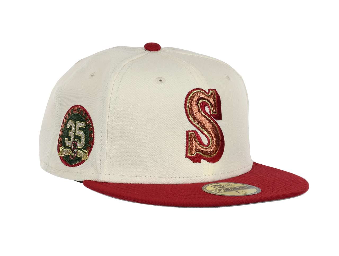Seattle Mariners MLB 35th Anniversary Chrome Red Sidepatch Brown 59Fifty Basecap New Era