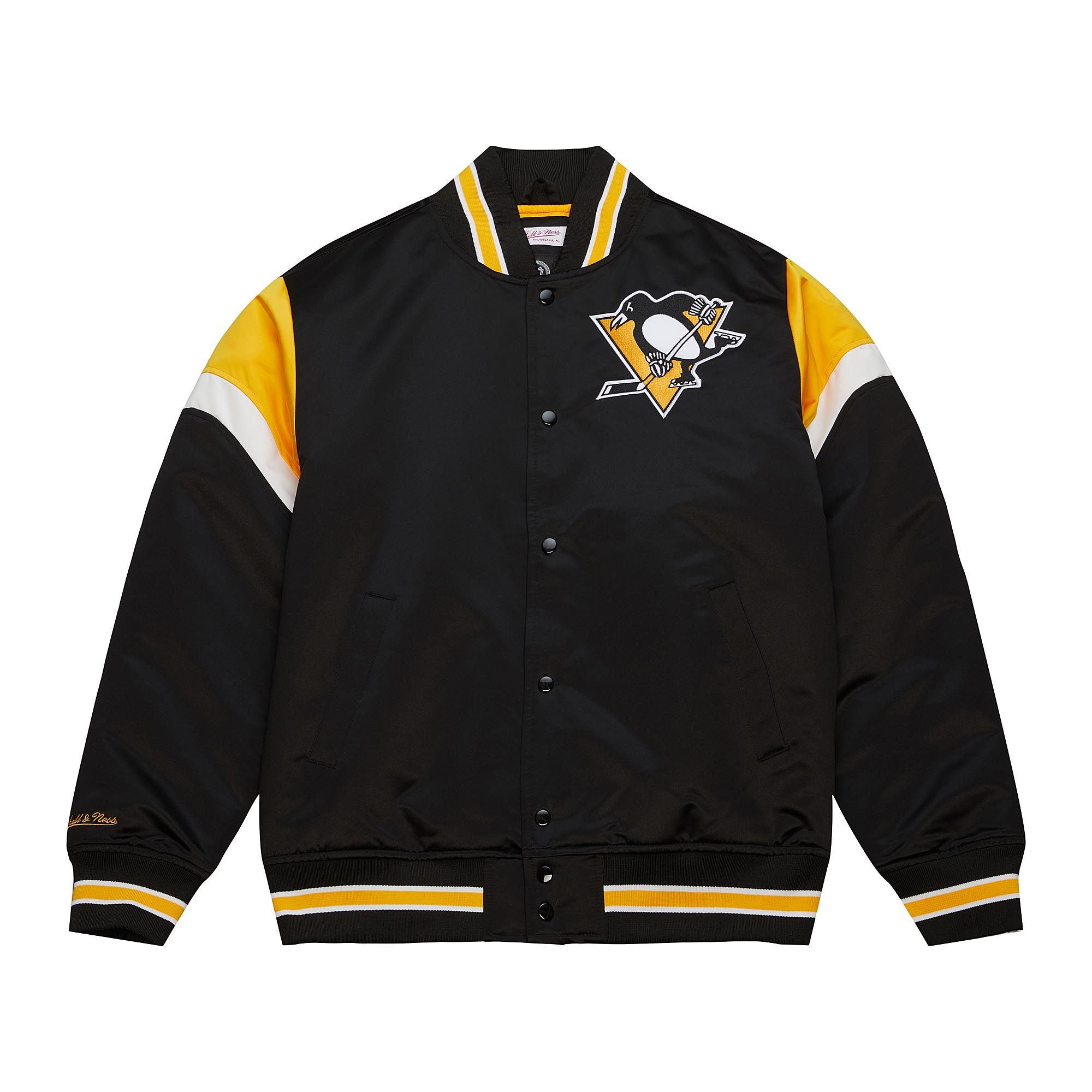 Pittsburgh Penguins NHL Heavyweight Satin Jacket Black Mitchell & Ness