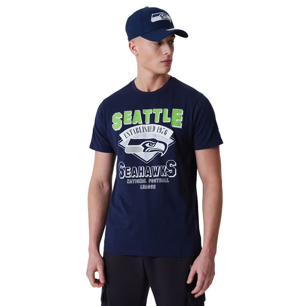 Seattle Seahawks NFL Team Wordmark Navy T-Shirt New Era