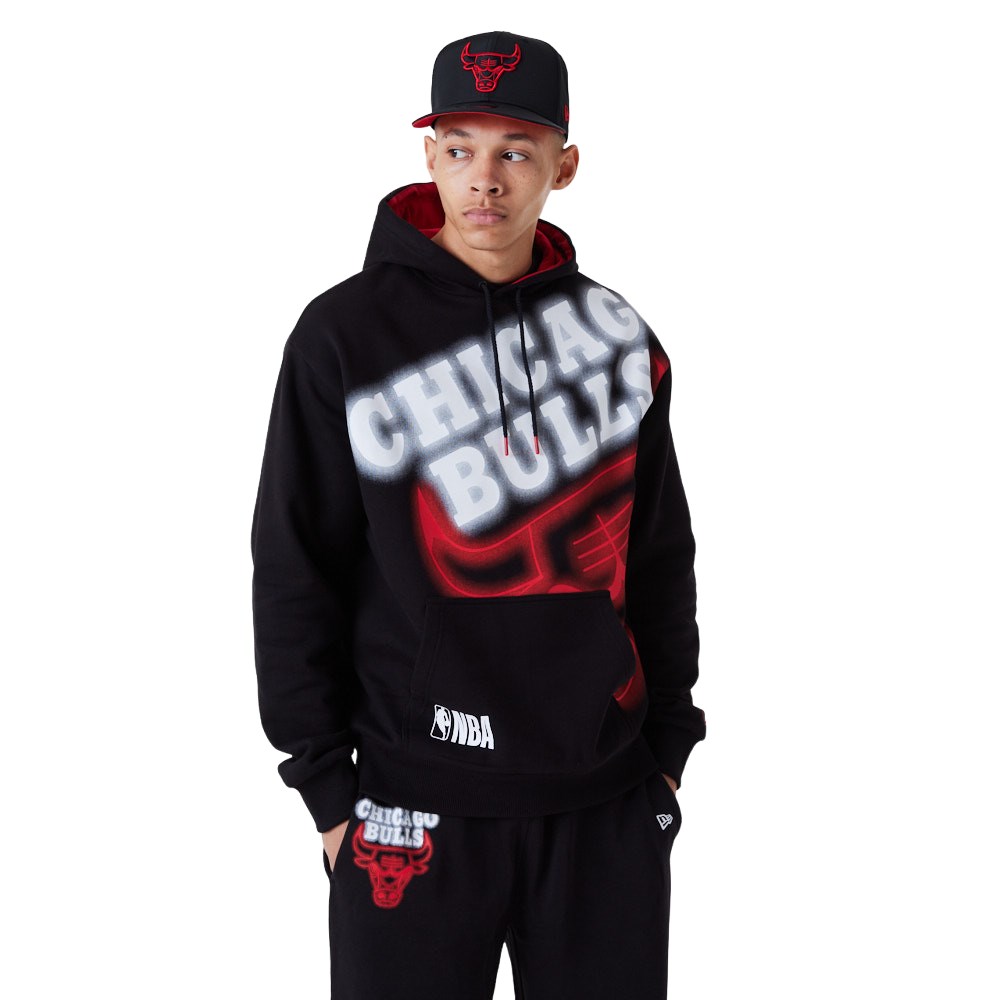 Chicago Bulls NBA Black White Enlarged Neon Hoody New Era