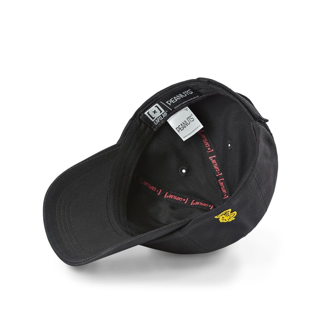 Snoopy The Peanuts Black Curved Unstructured Strapback Cap Capslab