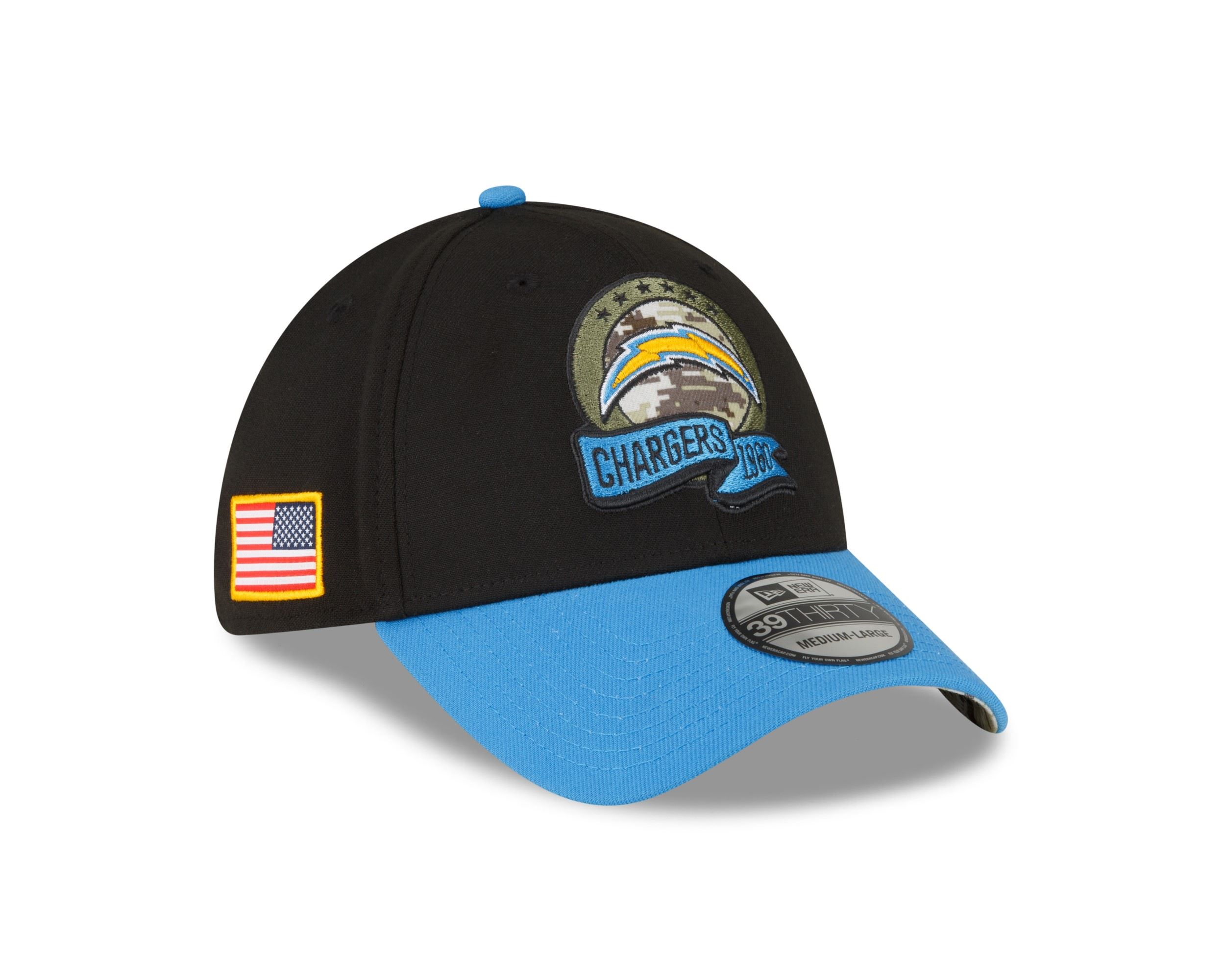 Los Angeles Chargers NFL Salute to Service 2022 Black Blue 39Thirty Stretch Cap New Era