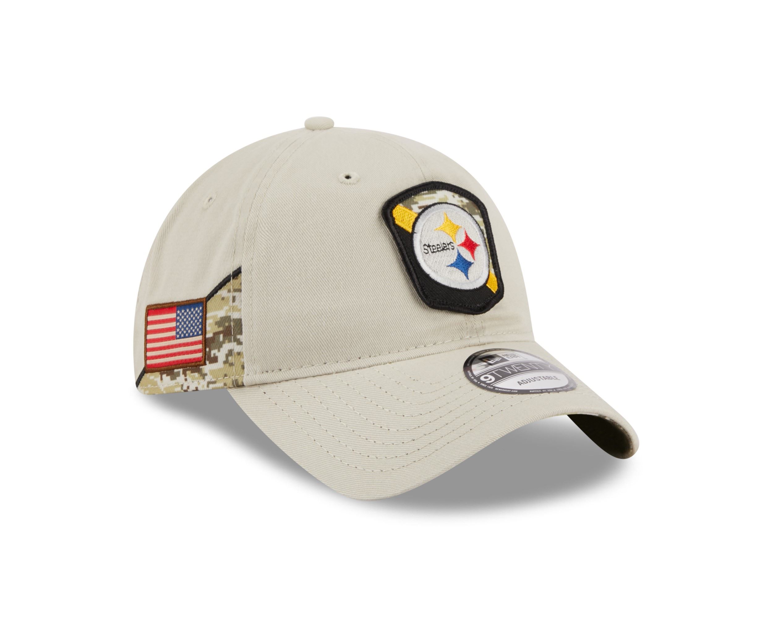 Pittsburgh Steelers NFL Salute to Service 2023 Stone 9Twenty Unstructured Strapback Cap New Era