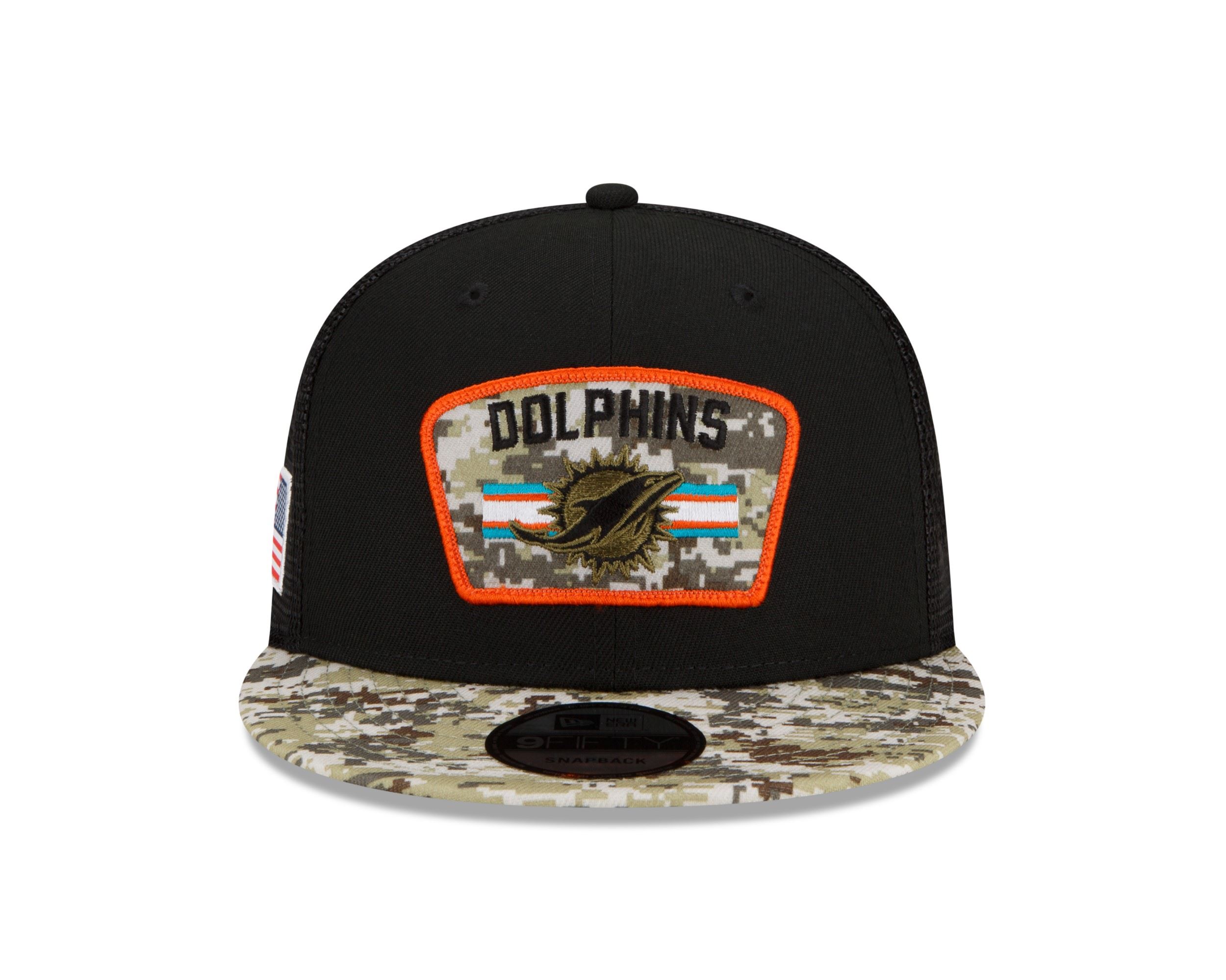 Miami Dolphins NFL On Field 2021 Salute to Service Black 9Fifty Snapback Cap New Era