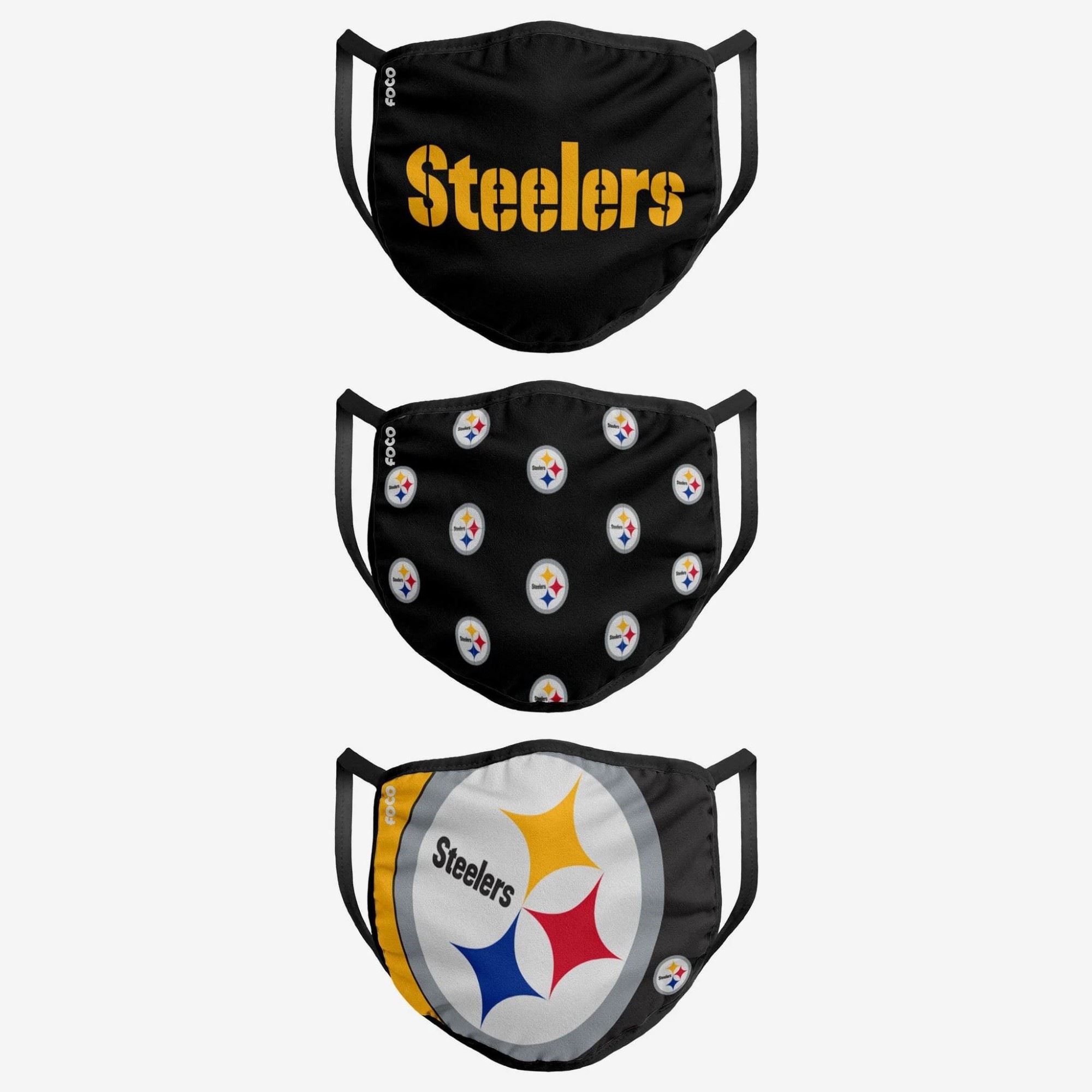 Pittsburgh Steelers NFL Face Covering 3Pack Face Mask Forever Collectibles