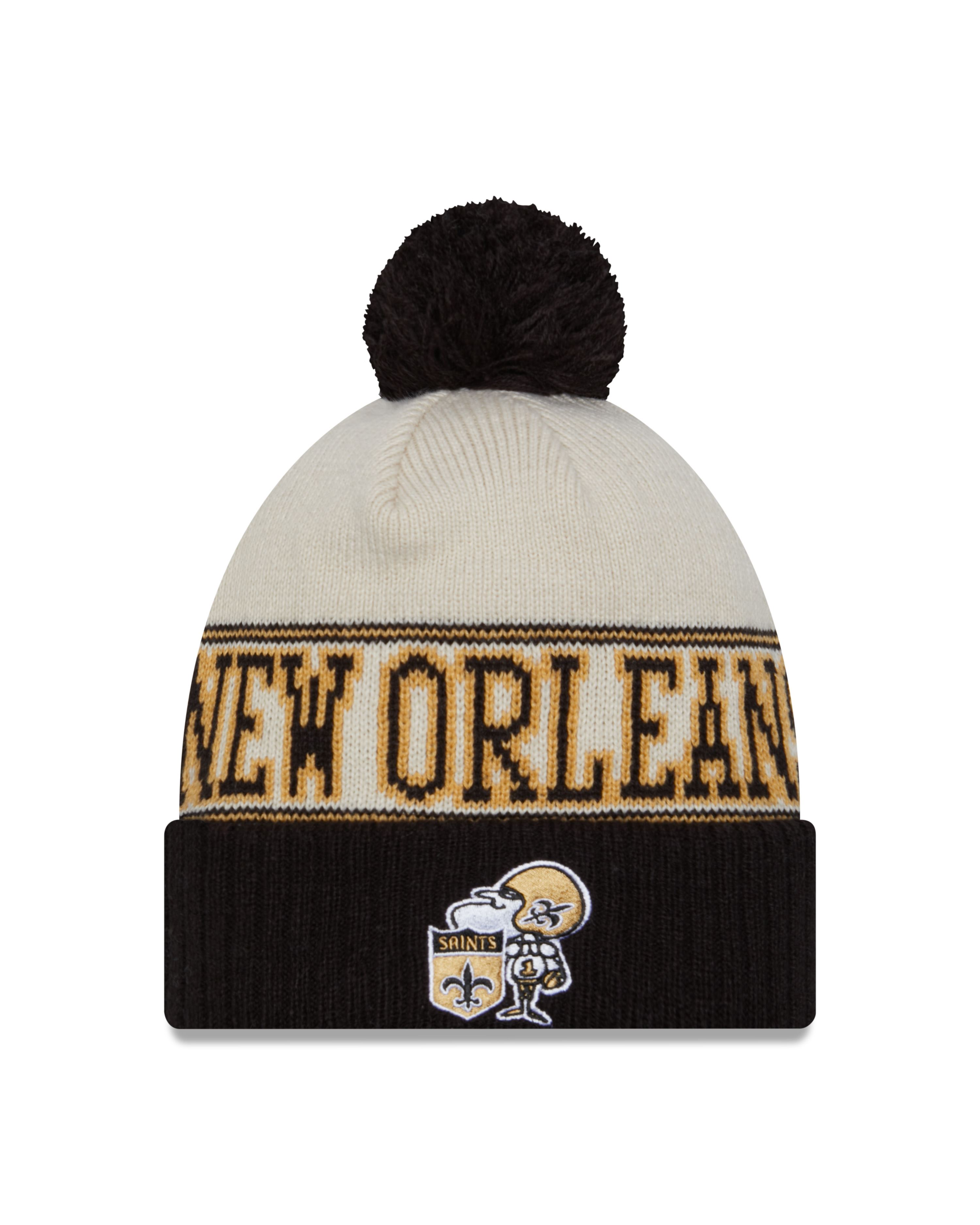 New Orleans Saints NFL 2023 Sideline Historic Knit Beanie OTC Gray Black New Era