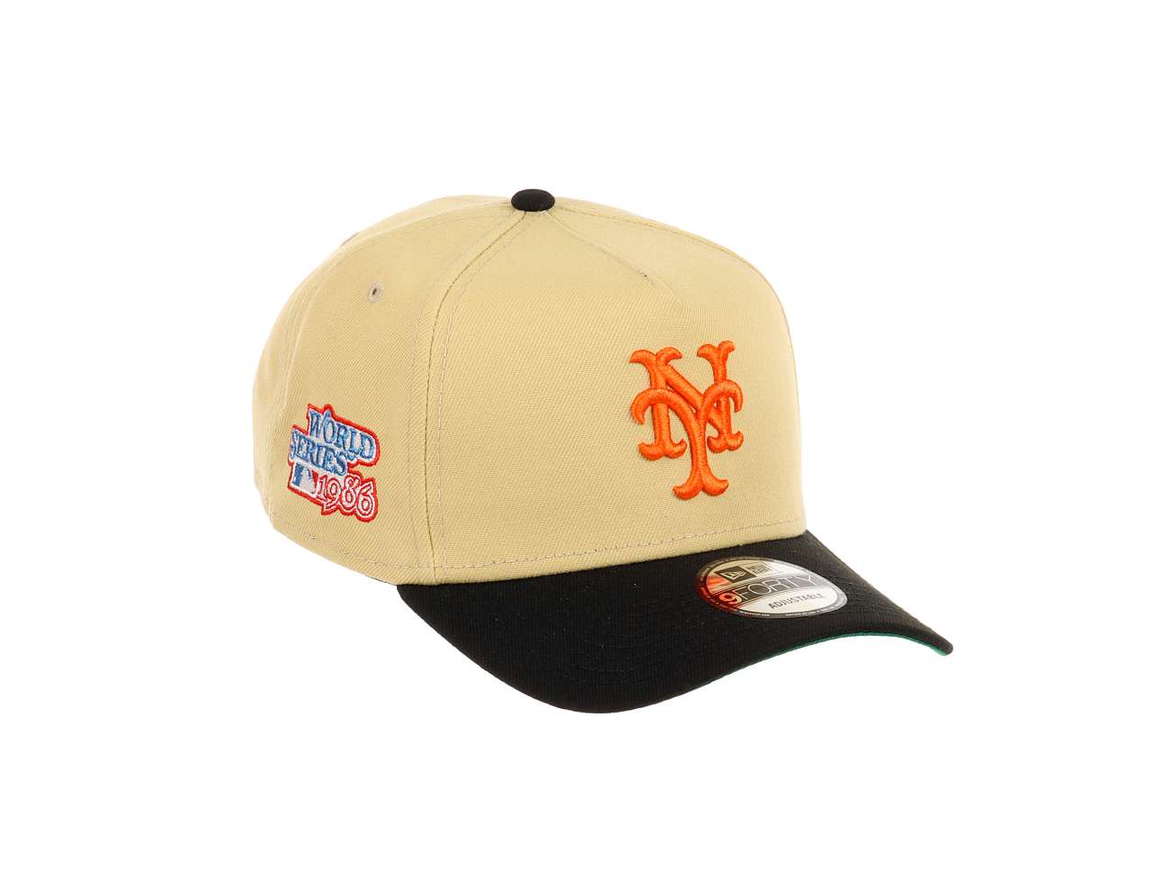 New York Mets MLB World Series 1986 Sidepatch Vegas Gold Black 9Forty A-Frame Snapback Cap New Era