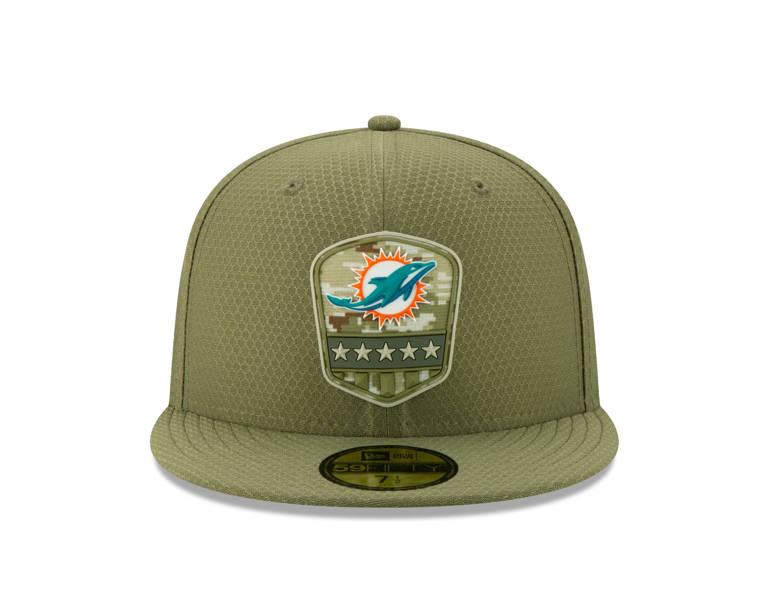 Miami Dolphins On Field 2019 Salute to Service Olive 59Fifty Cap New Era