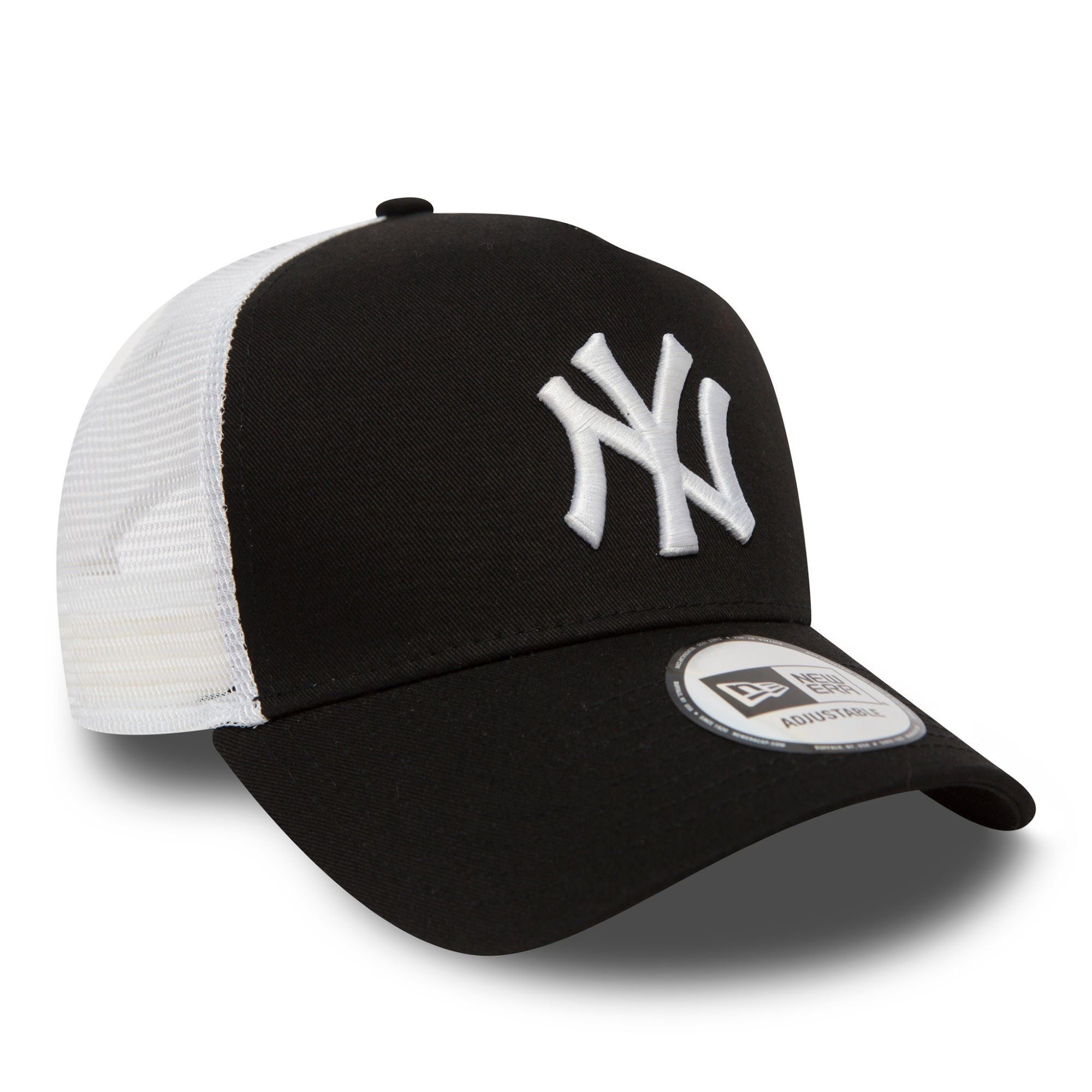 New York Yankees MLB Clean Black White 9Forty A-Frame Adjustable Trucker Cap for Kids New Era