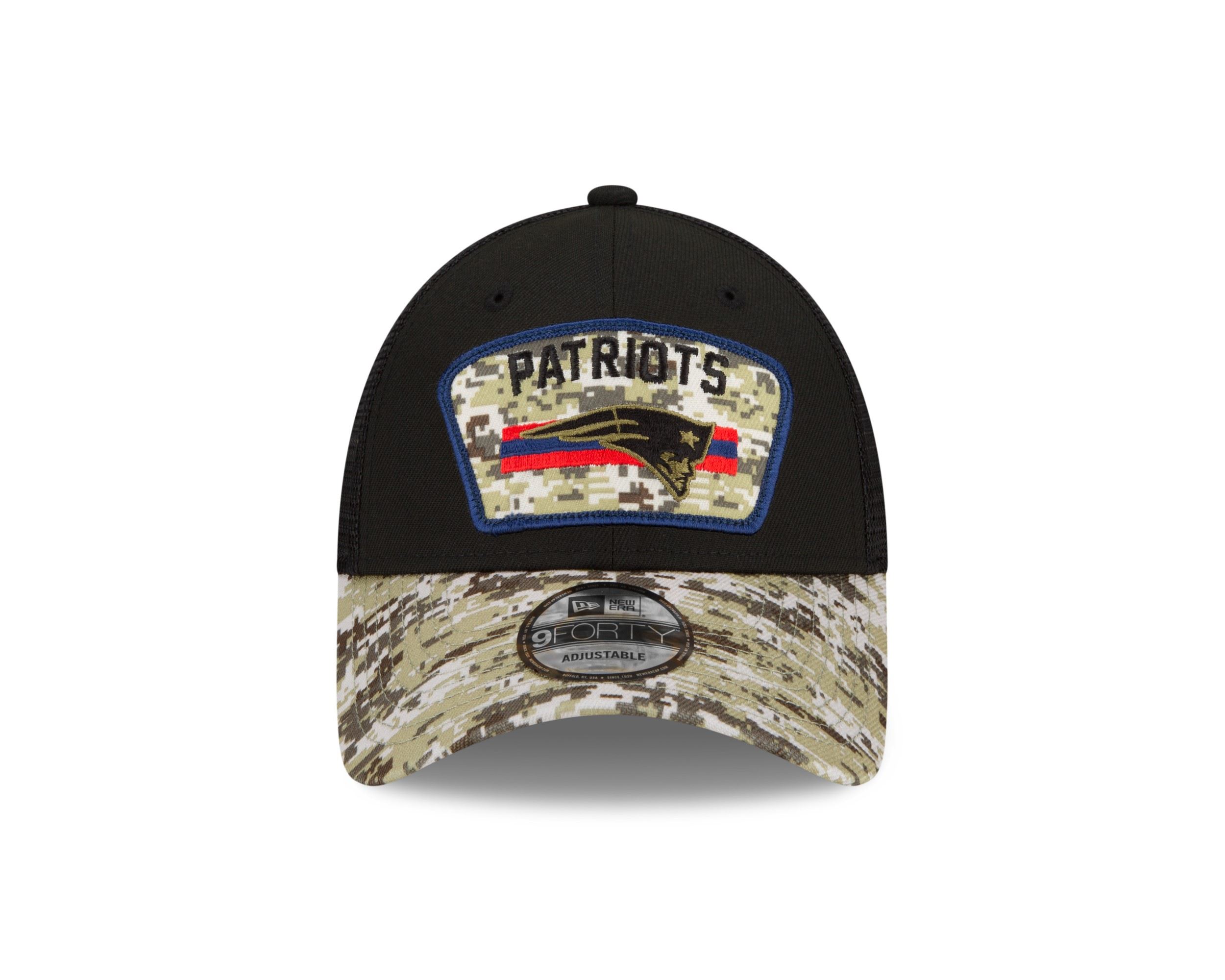 New England Patriots NFL On Field 2021 Salute to Service Black 9Forty Snapback Cap New Era