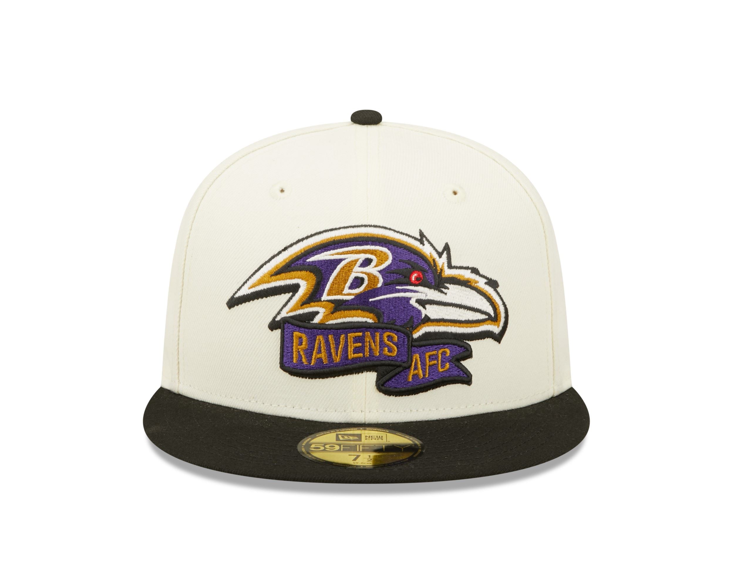Baltimore Ravens NFL 2022 Sideline Chrome White 59Fifty Basecap New Era