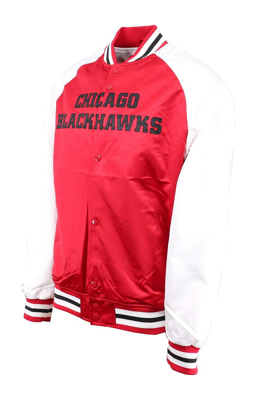 Chicago Blackhawks Scarlet NHL Primetime Lightweight Satin Jacket Mitchell & Ness