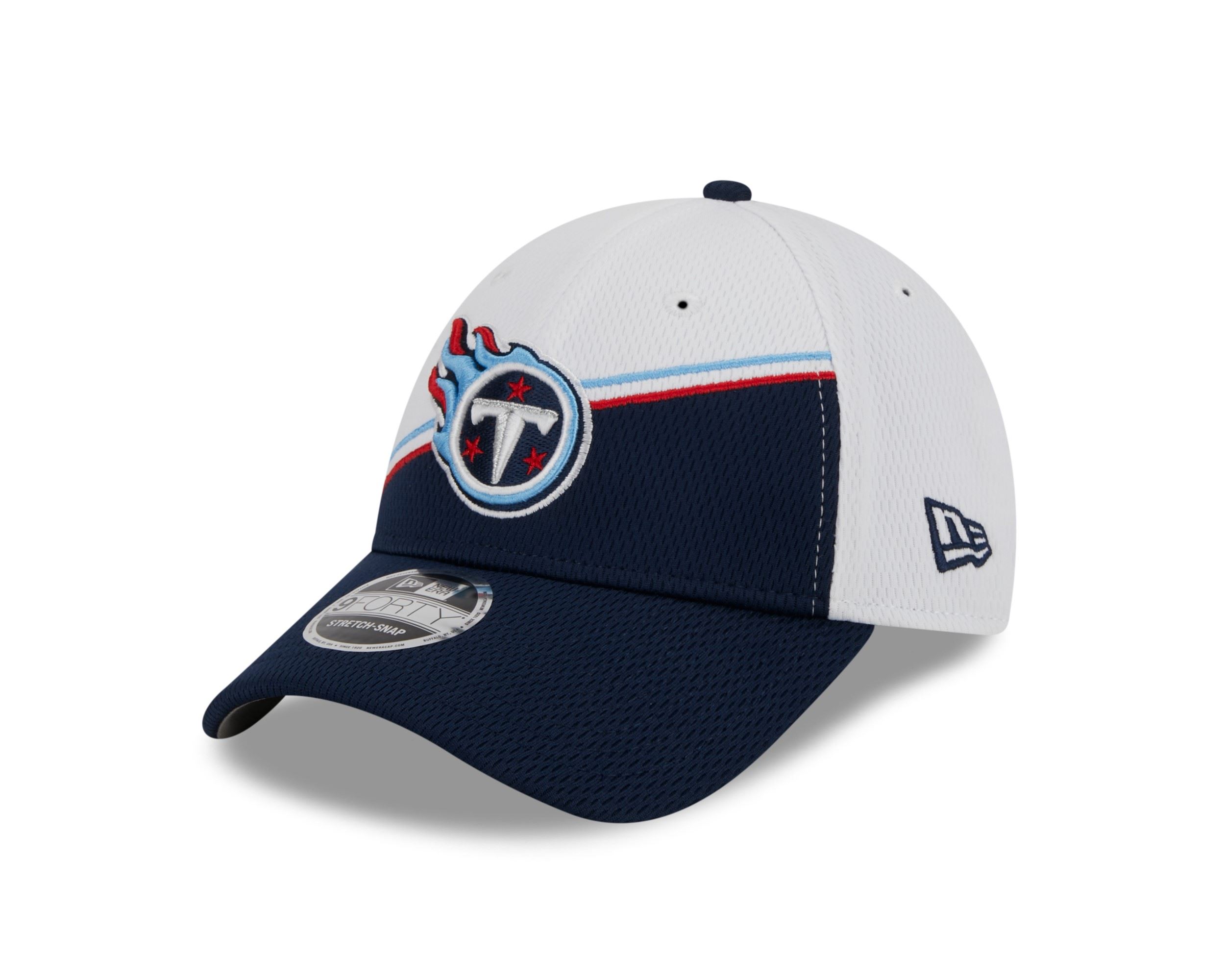 Tennessee Titans NFL 2023 Sideline White Blue 9Forty Stretch Snapback Cap New Era