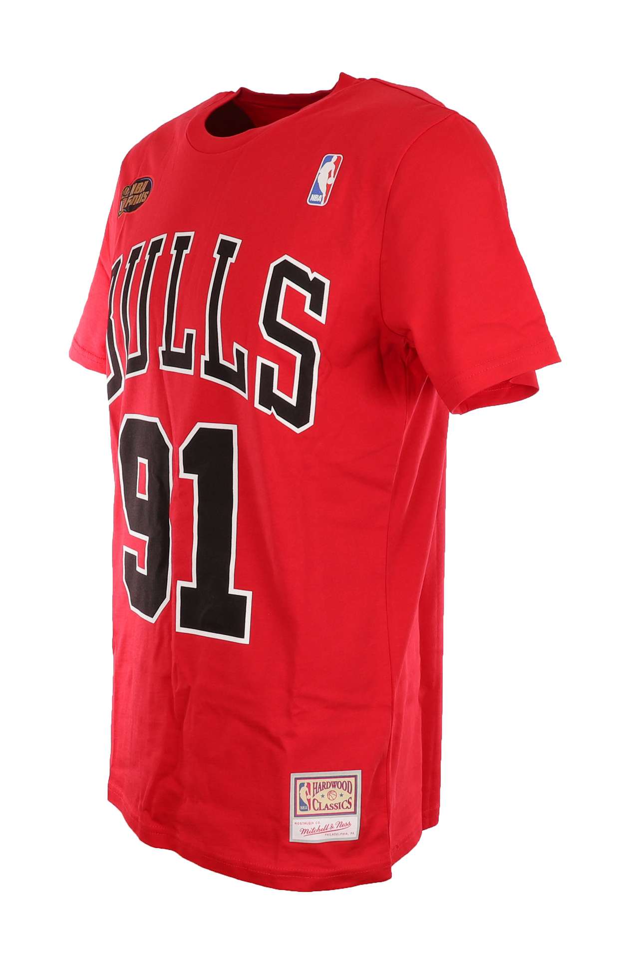Dennis Rodman #91 Chicago Bulls Red NBA Name and Number Tee T-Shirt Mitchell & Ness