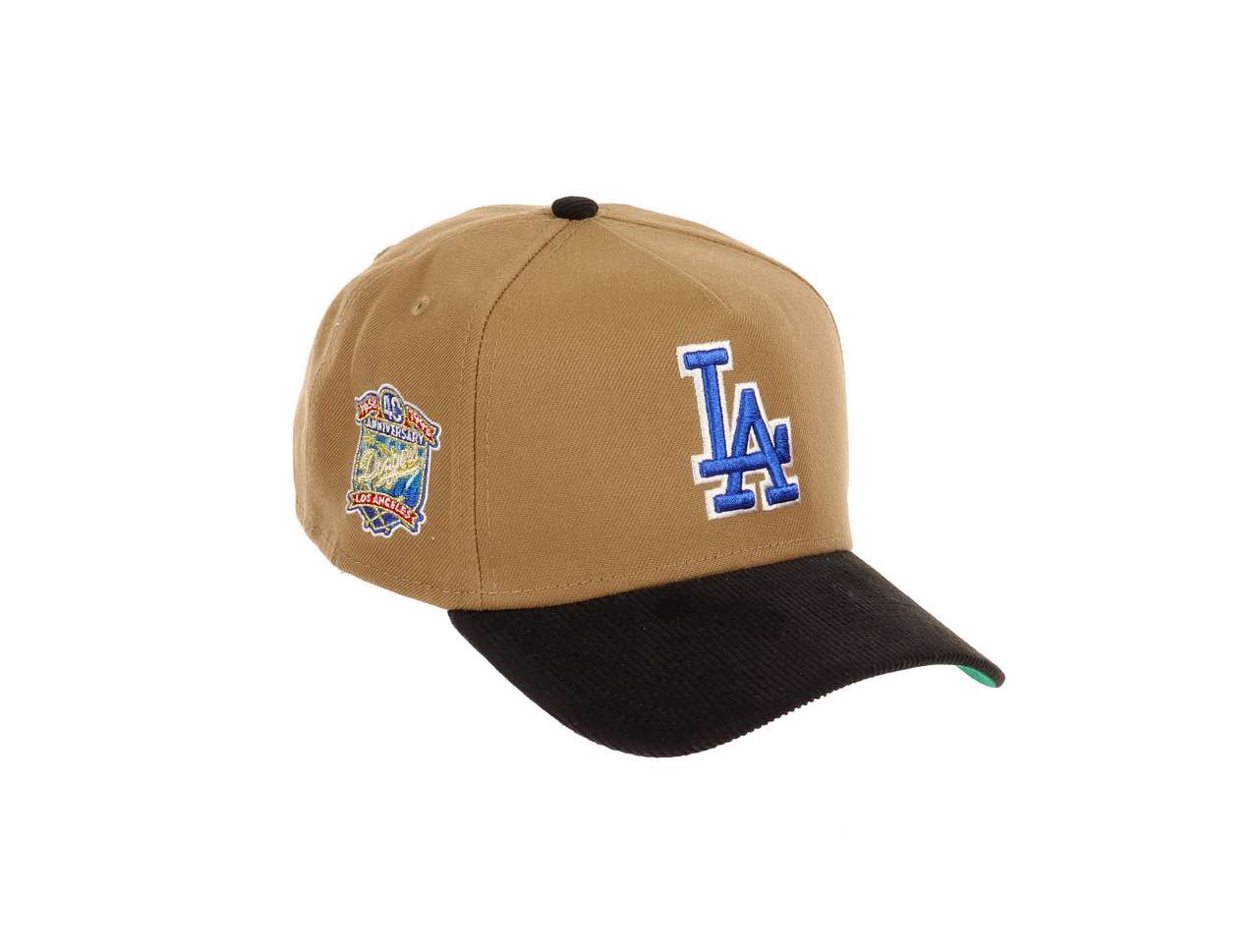 Los Angeles Dodgers MLB 40th Anniversary Sidepatch Khaki Black Cord 9Forty A-Frame Snapback Cap New Era