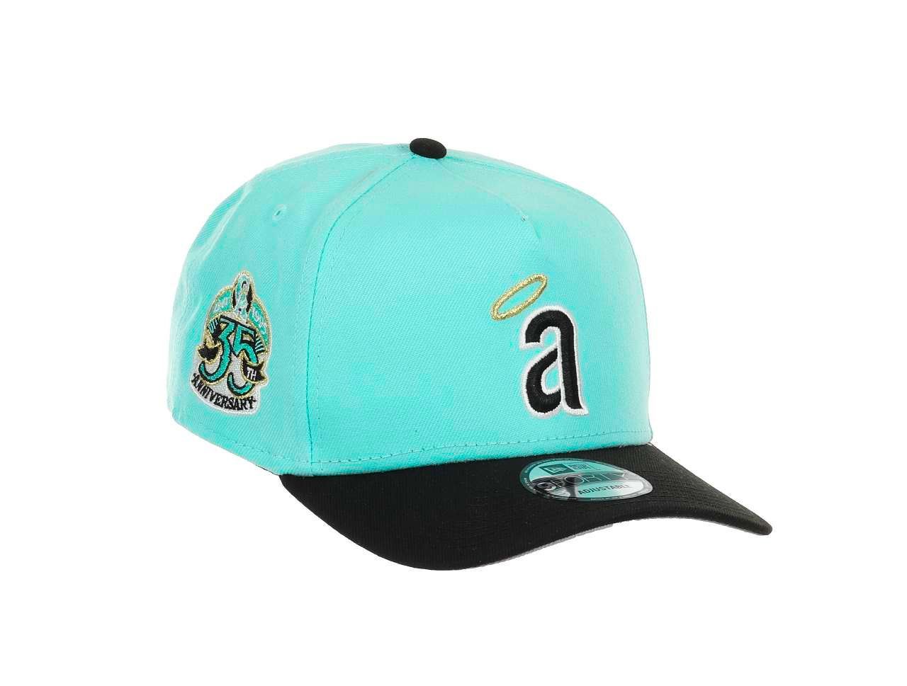California Angels MLB 35th Anniversary Sidepatch Cooperstown Mint Black 9Forty A-Frame Snapback Cap New Era