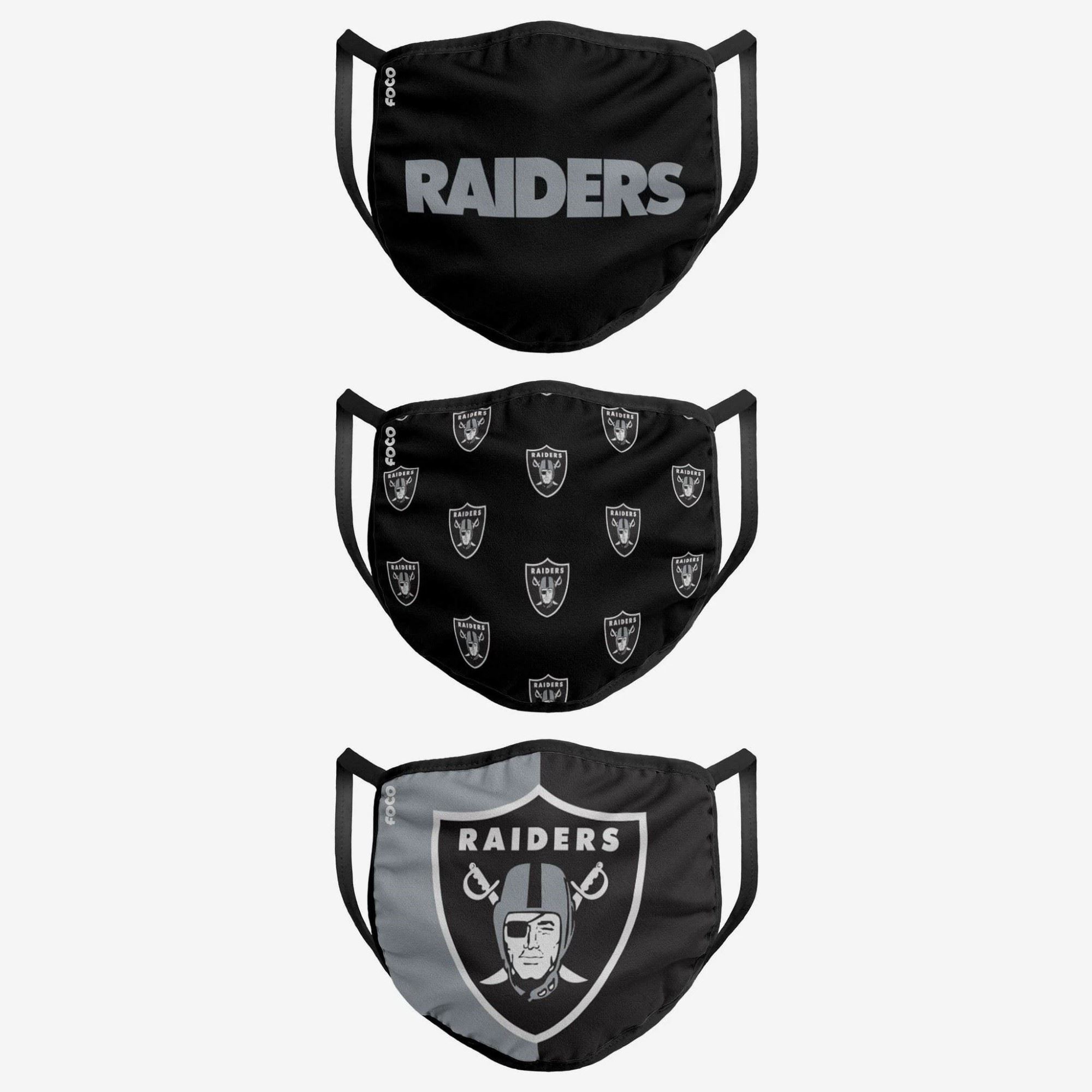 Las Vegas Raiders NFL Face Covering 3Pack Face Mask Forever Collectibles