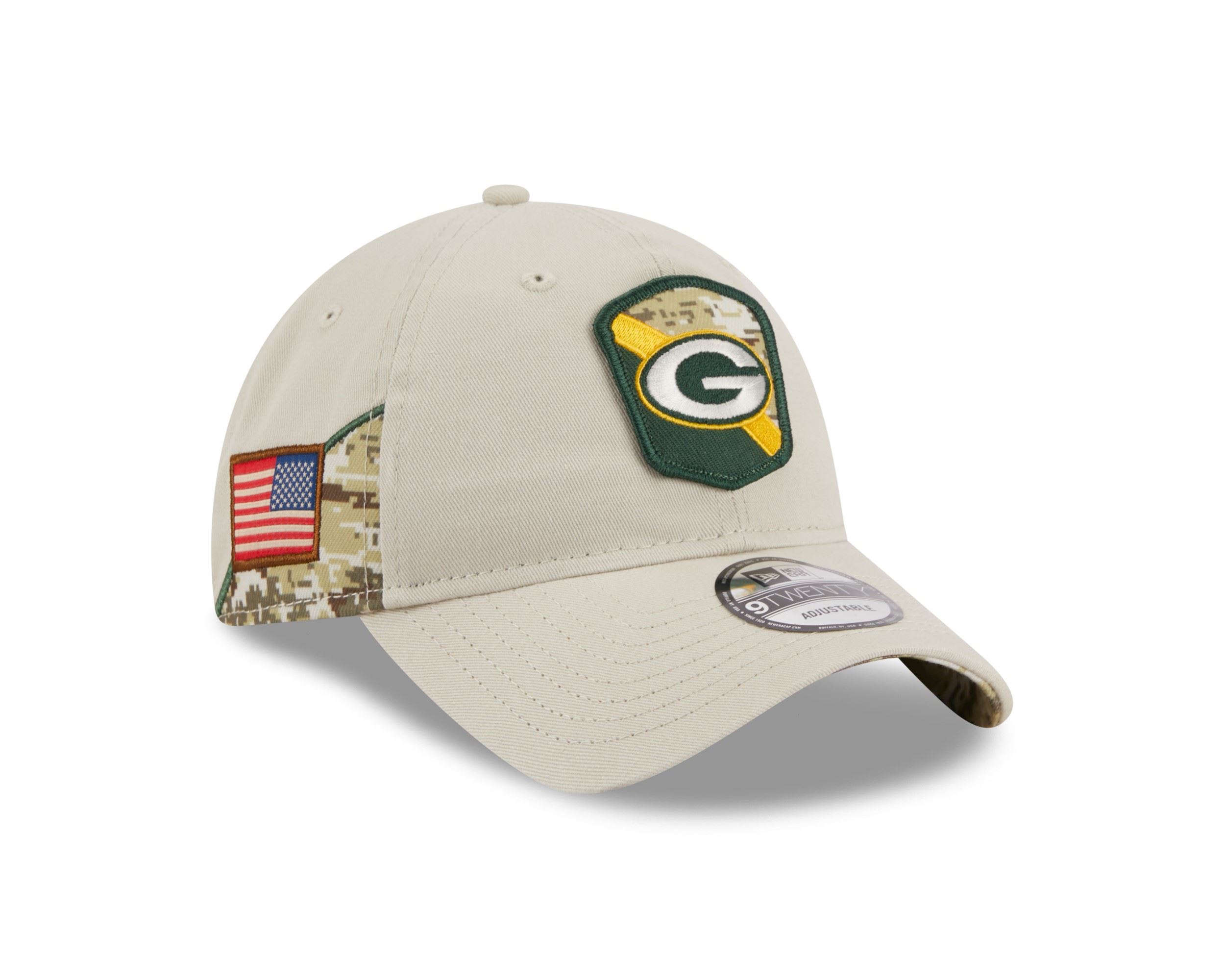 Green Bay Packers NFL Salute to Service 2023 Stone 9Twenty Unstructured Strapback Cap New Era