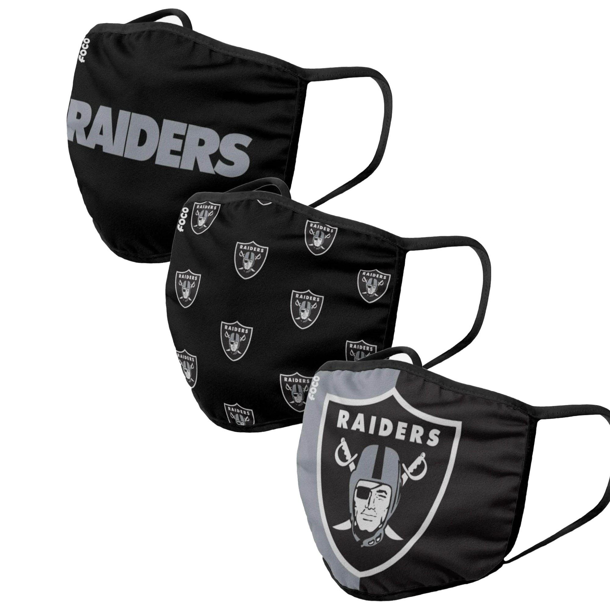 Las Vegas Raiders NFL Face Covering 3Pack Face Mask Forever Collectibles