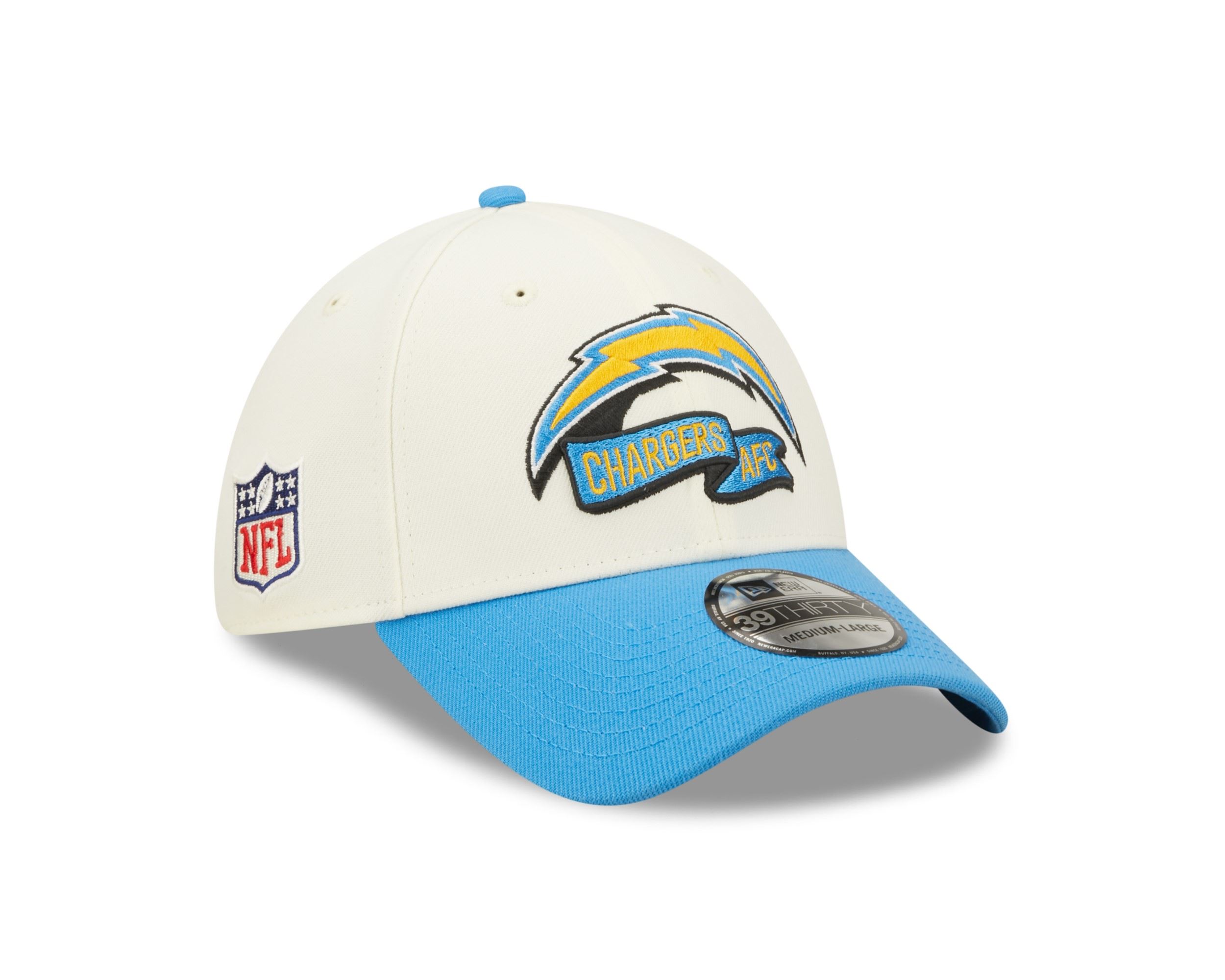 Los Angeles Chargers NFL 2022 Sideline Chrome White 39Thirty Stretch Cap New Era