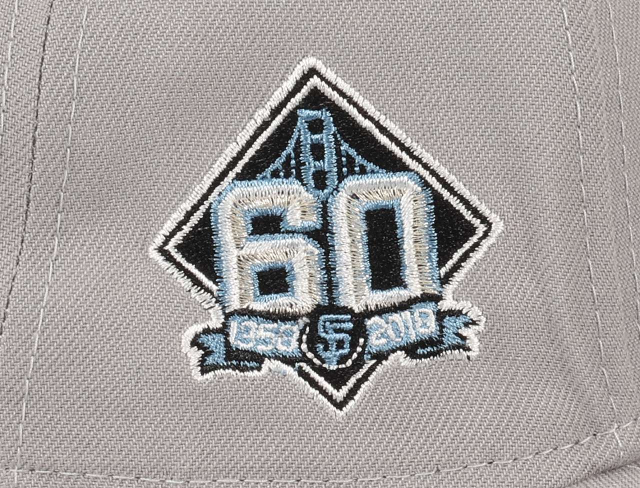 San Francisco Giants MLB  60th Anniversary Sidepatch Cooperstown Gray Sky 9Forty A-Frame Snapback Cap New Era