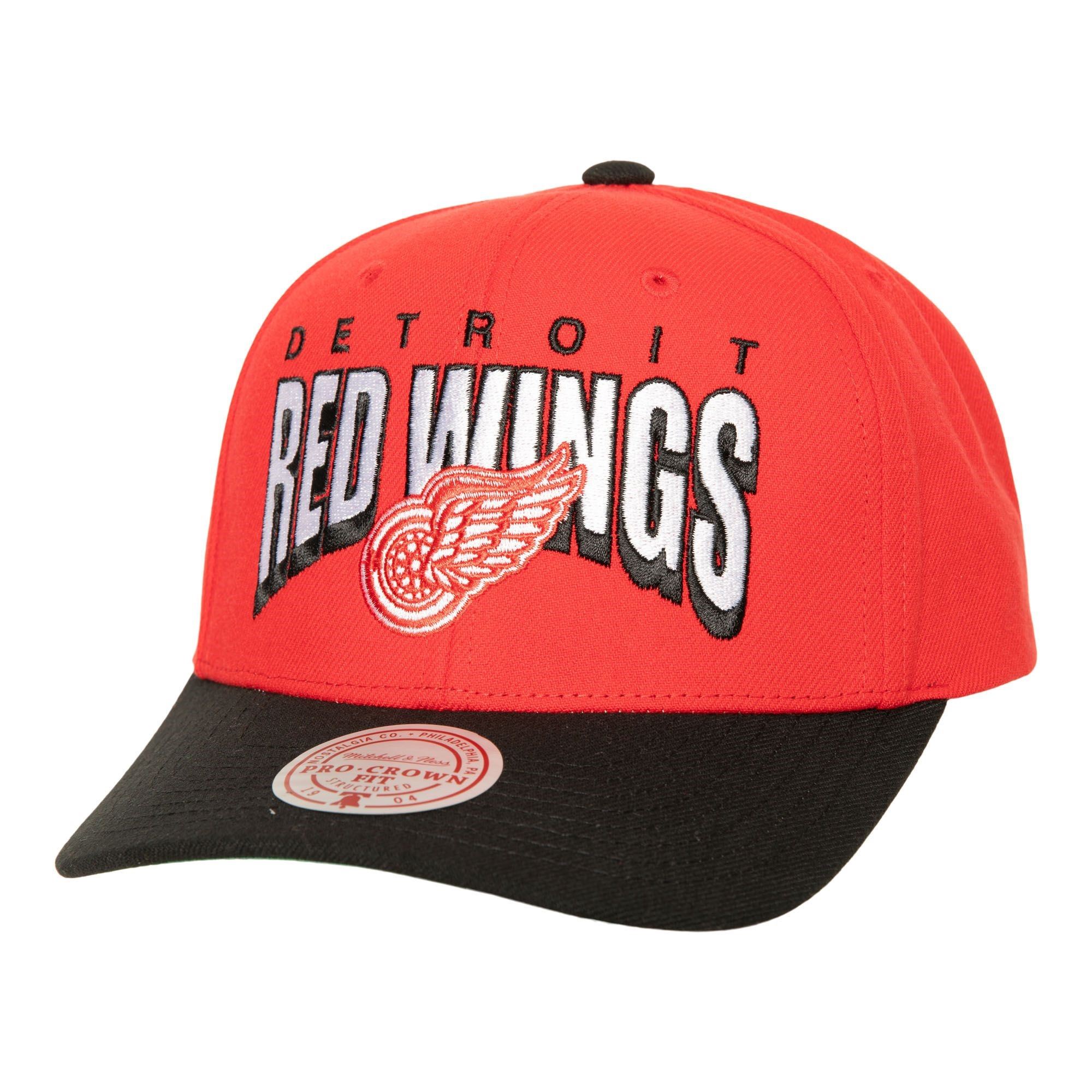 Detroit Red Wings NHL Boom Text  Pro Vintage Snapback Cap Red Mitchell & Ness
