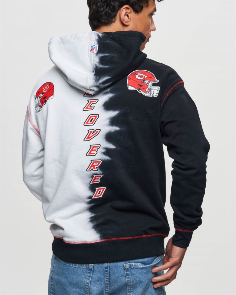 Kansas City Chiefs NFL Ink Dye Effect Black on White Hoody Recovered