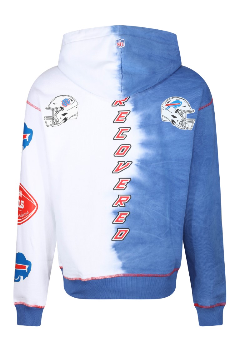 Buffalo Bills NFL Ink Dye Effect Blue on White Hoody Recovered