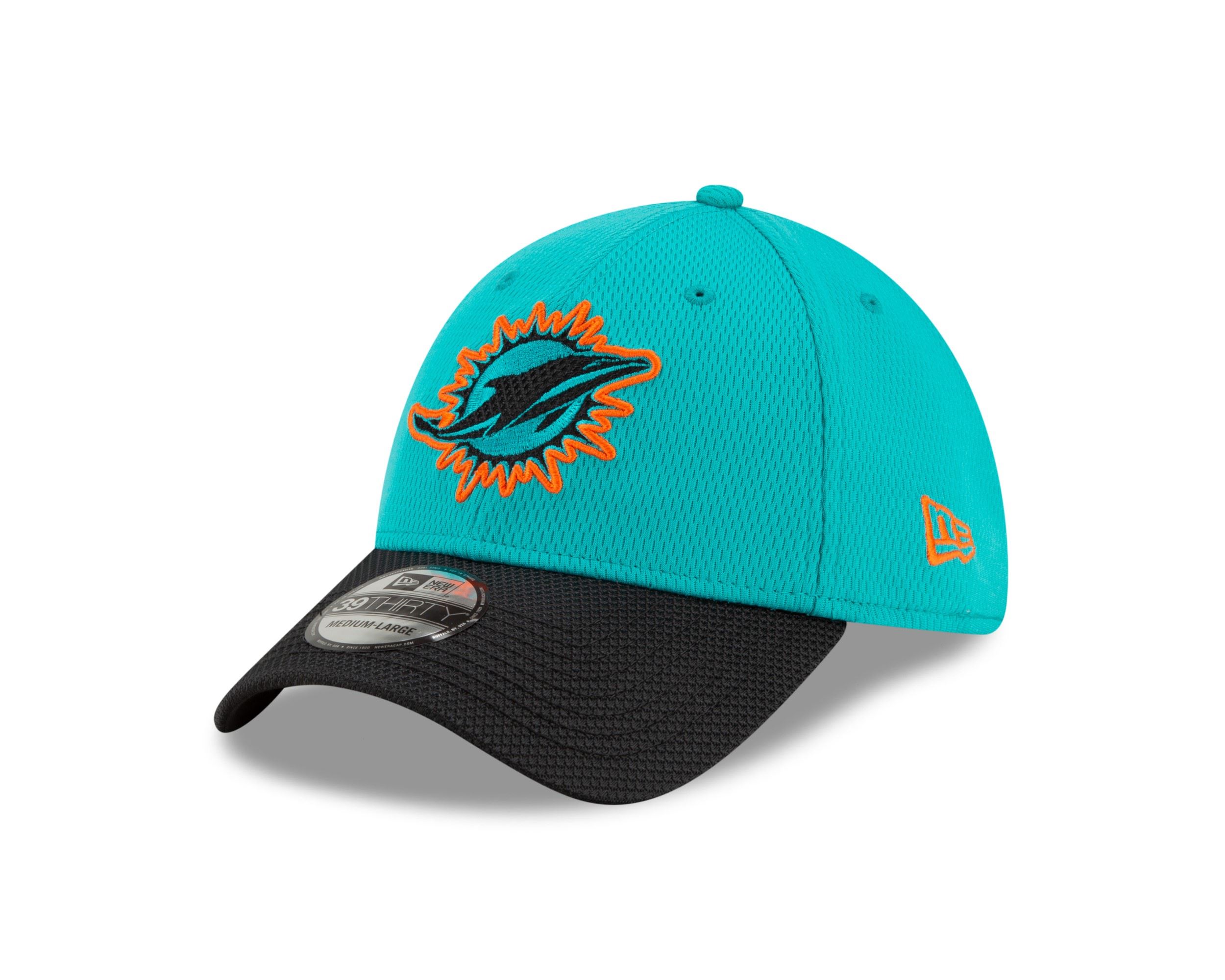 Miami Dolphins NFL 2021 Sideline Turquoise 39Thirty Stretch Cap New Era